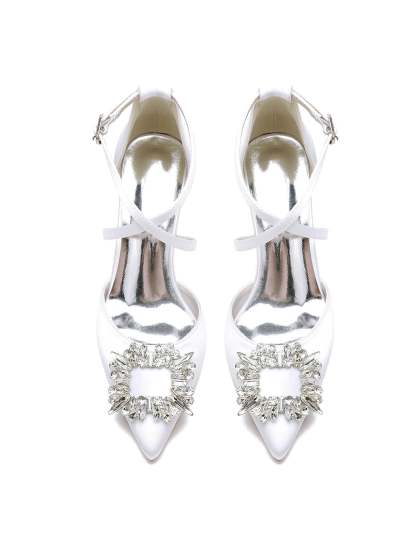 Bridal High Heel Shoes for Women with Rhinestones and Pointed Toe