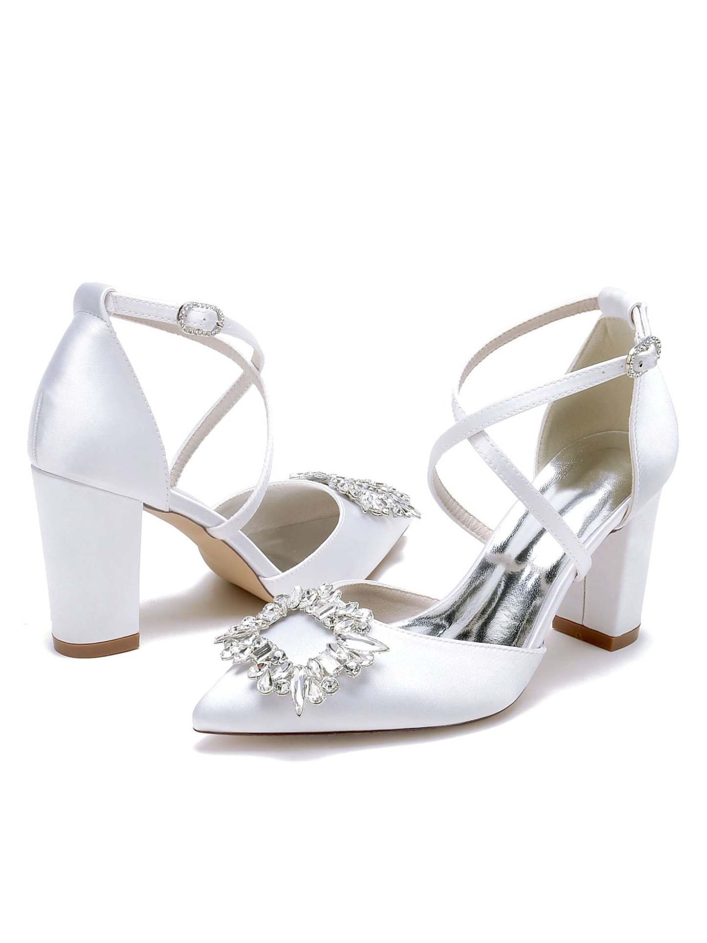 Bridal High Heel Shoes for Women with Rhinestones and Pointed Toe