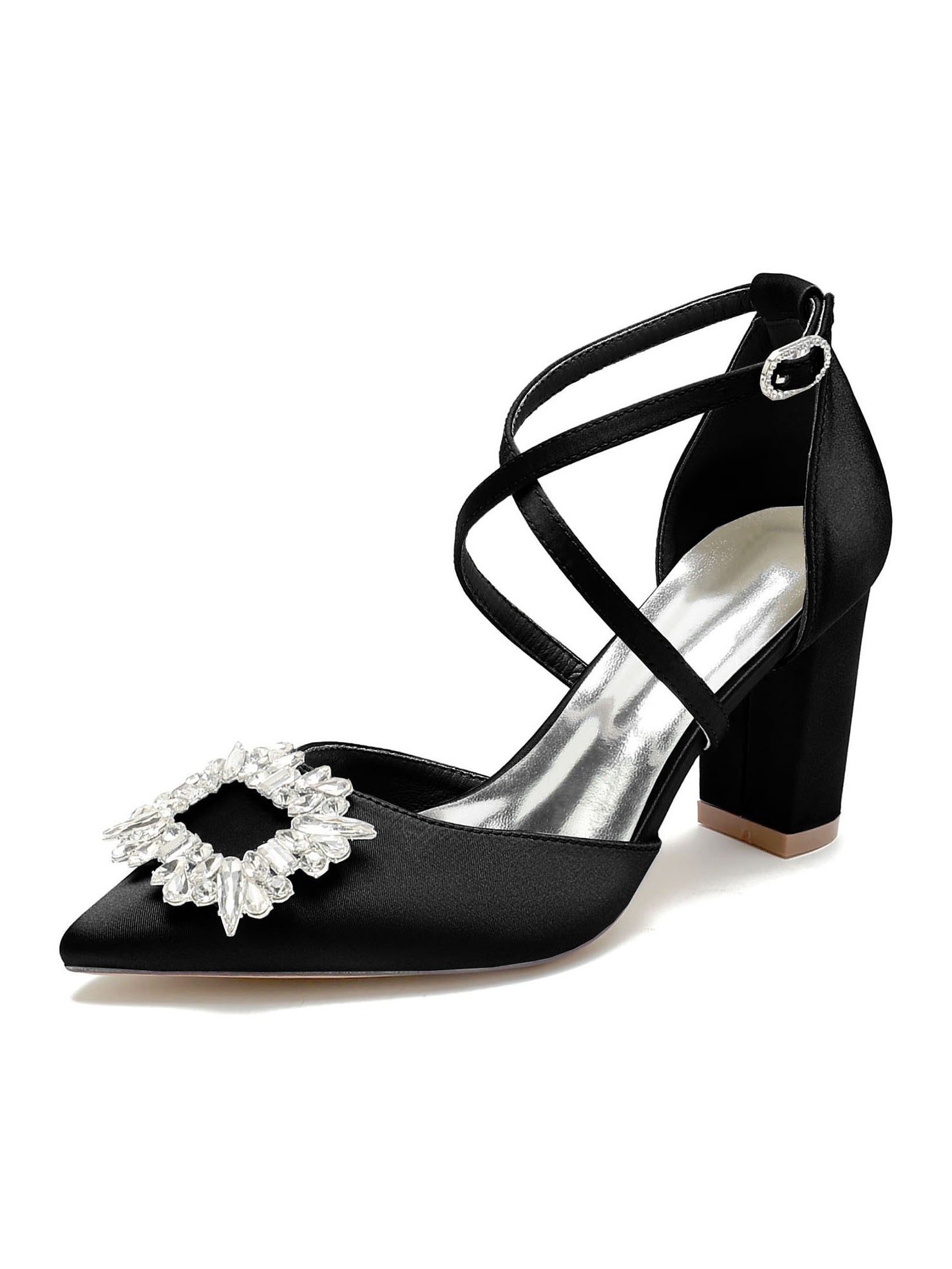 Bridal High Heel Shoes for Women with Rhinestones and Pointed Toe