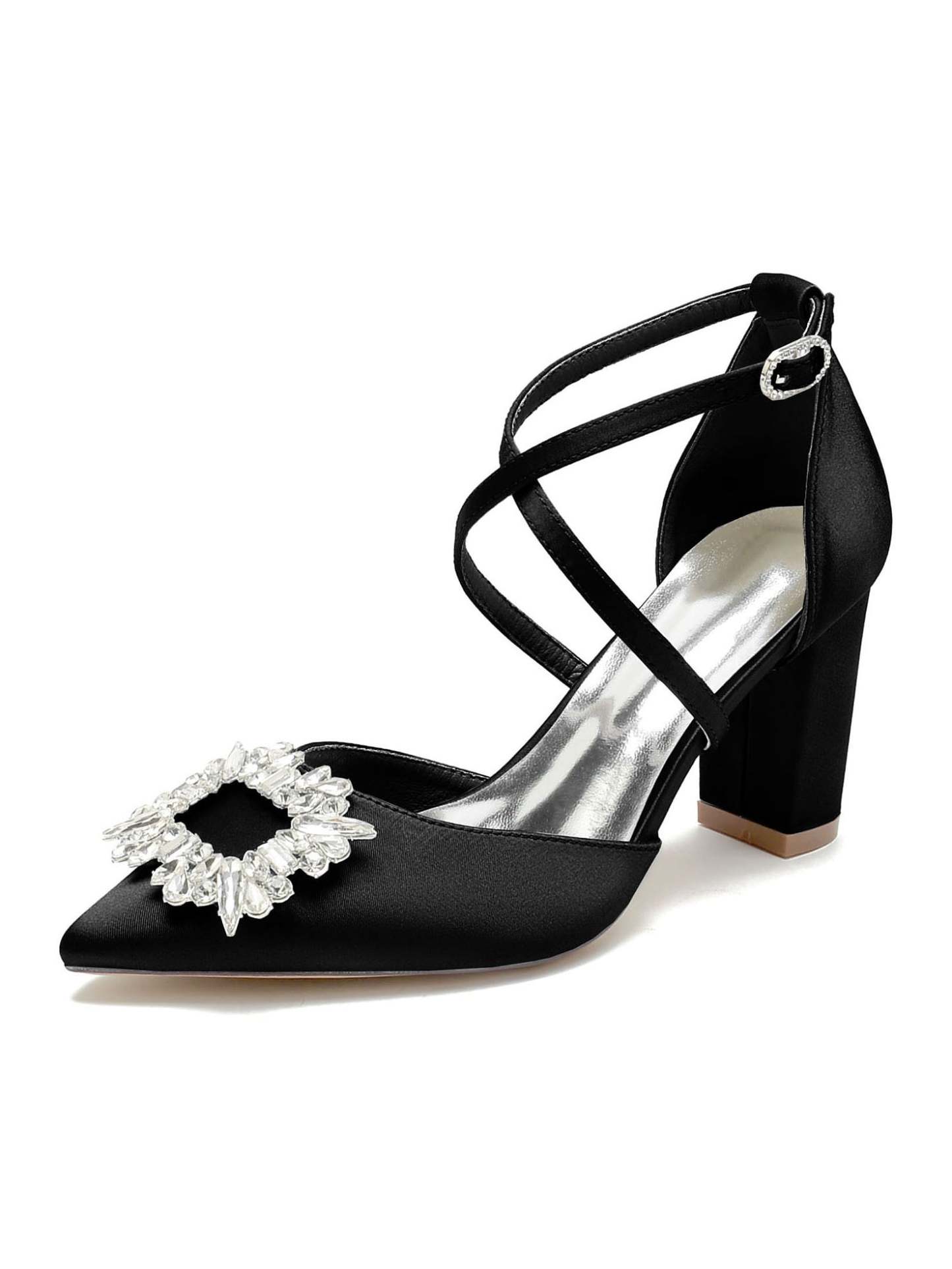 Bridal High Heel Shoes for Women with Rhinestones and Pointed Toe