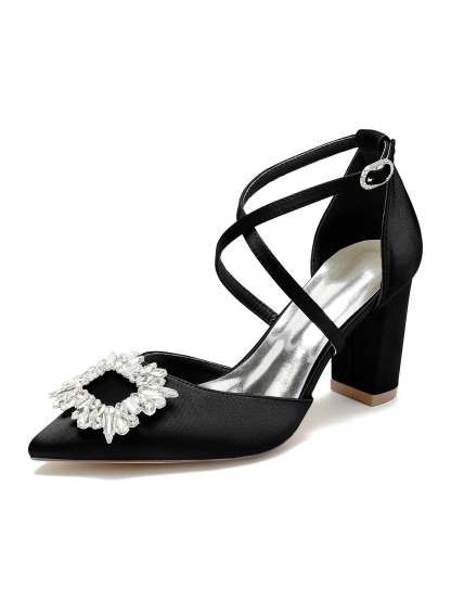 Bridal High Heel Shoes for Women with Rhinestones and Pointed Toe