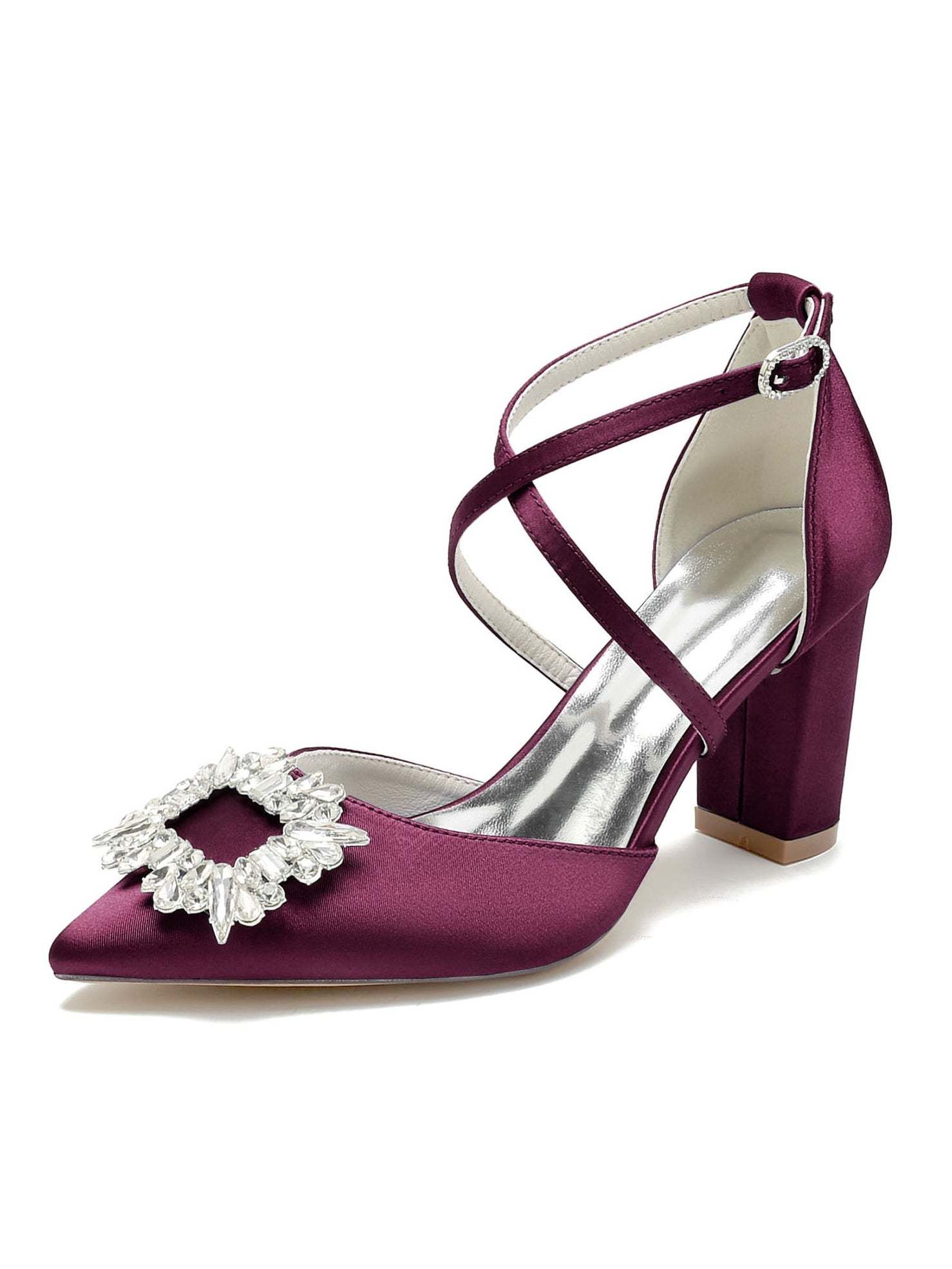 Bridal High Heel Shoes for Women with Rhinestones and Pointed Toe