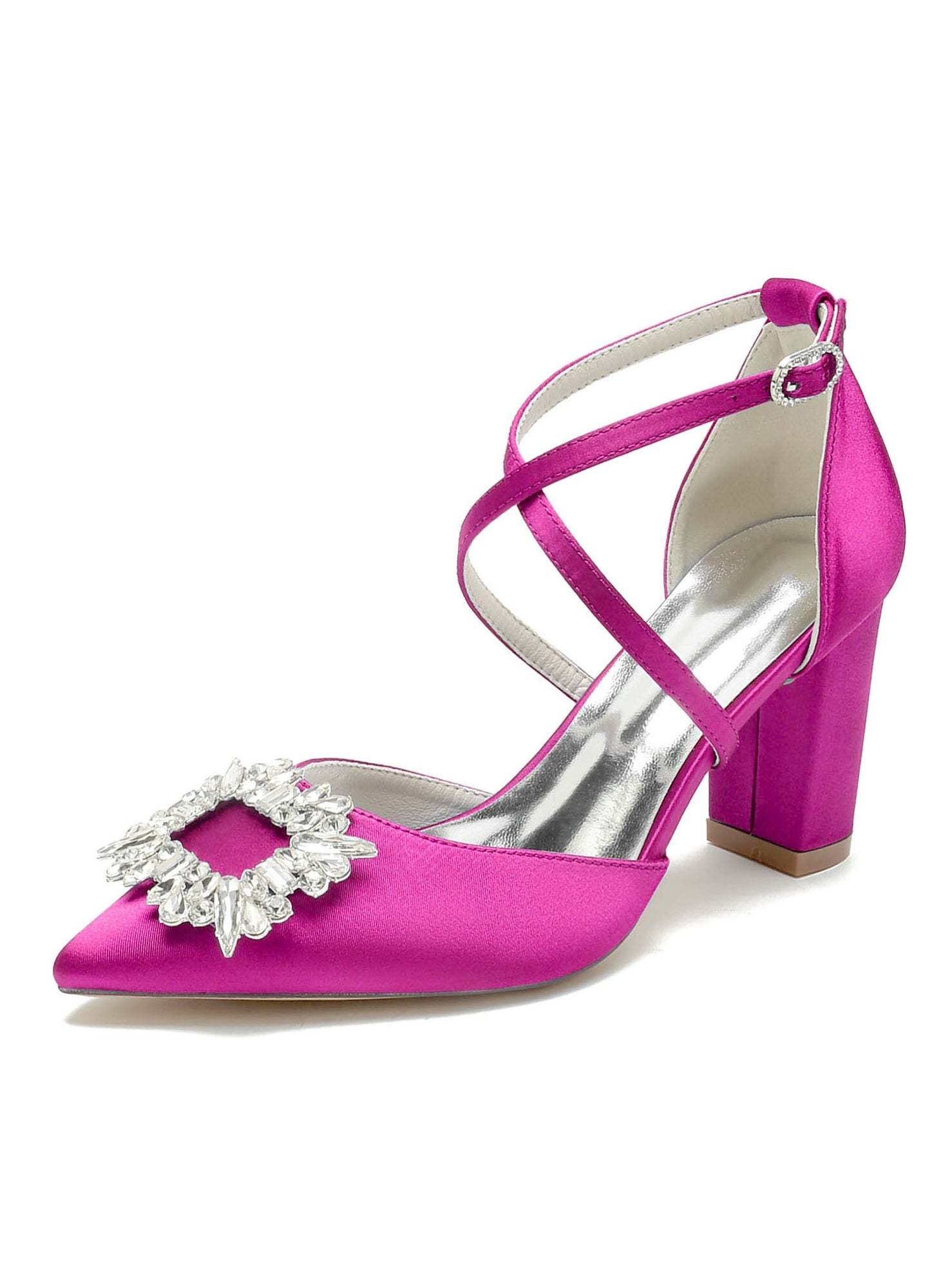 Bridal High Heel Shoes for Women with Rhinestones and Pointed Toe