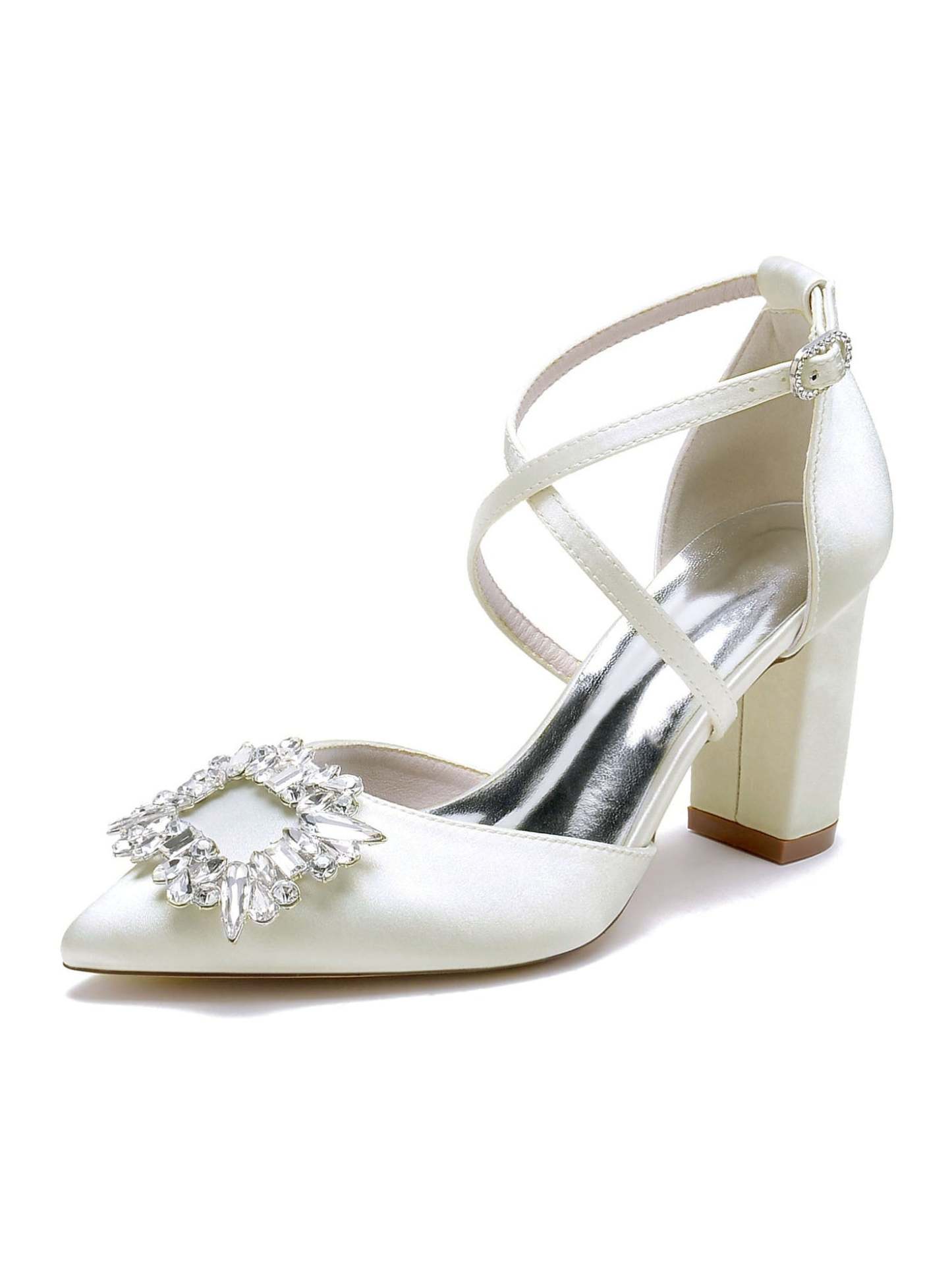 Bridal High Heel Shoes for Women with Rhinestones and Pointed Toe