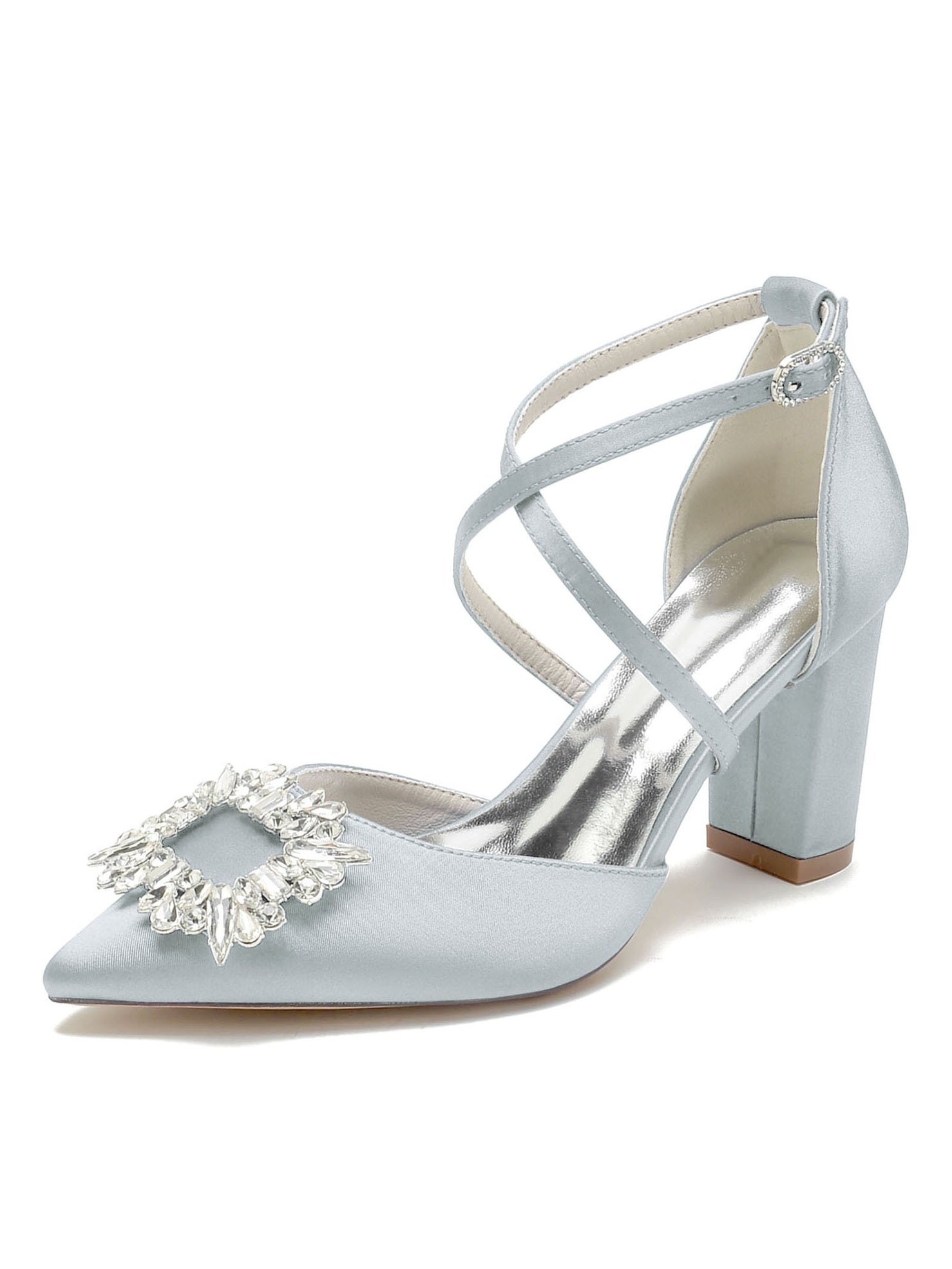 Bridal High Heel Shoes for Women with Rhinestones and Pointed Toe