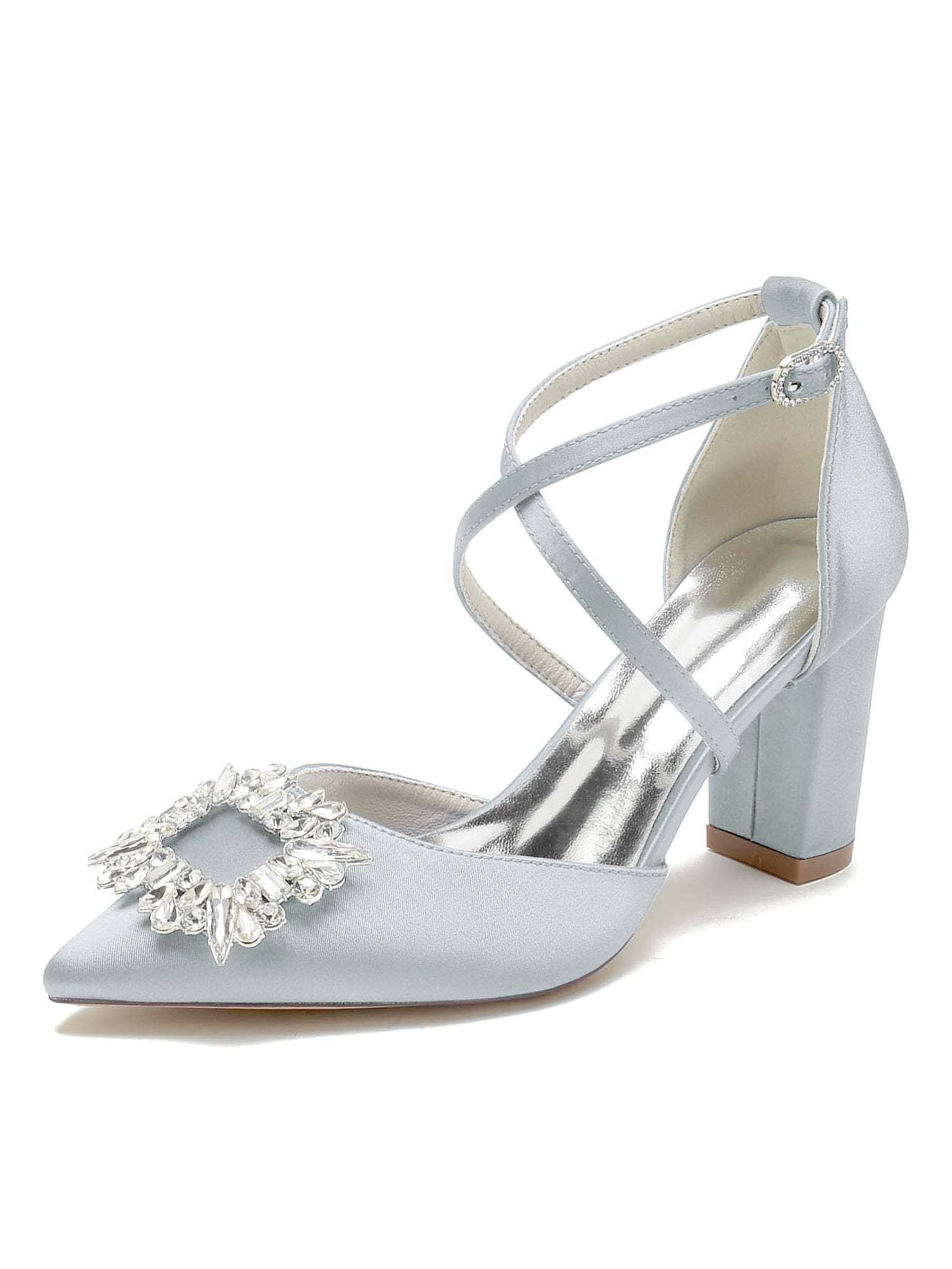 Bridal High Heel Shoes for Women with Rhinestones and Pointed Toe