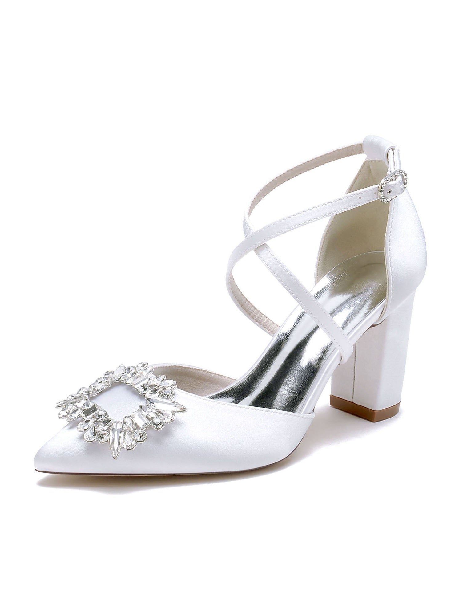 Bridal High Heel Shoes for Women with Rhinestones and Pointed Toe
