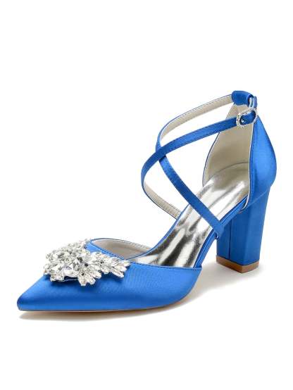 Bridal High Heel Shoes for Women with Rhinestones and Pointed Toe