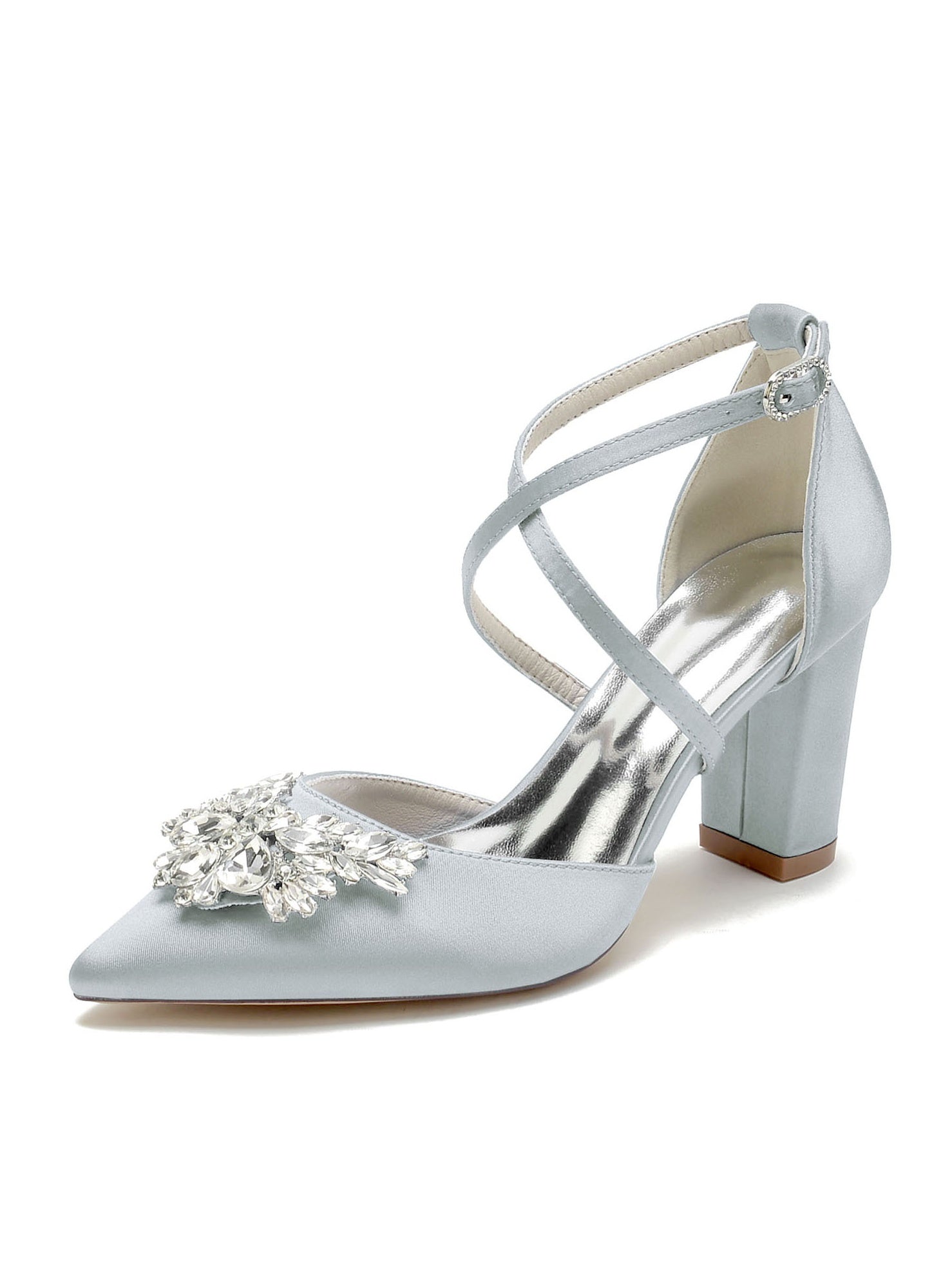 Bridal High Heel Shoes for Women with Rhinestones and Pointed Toe