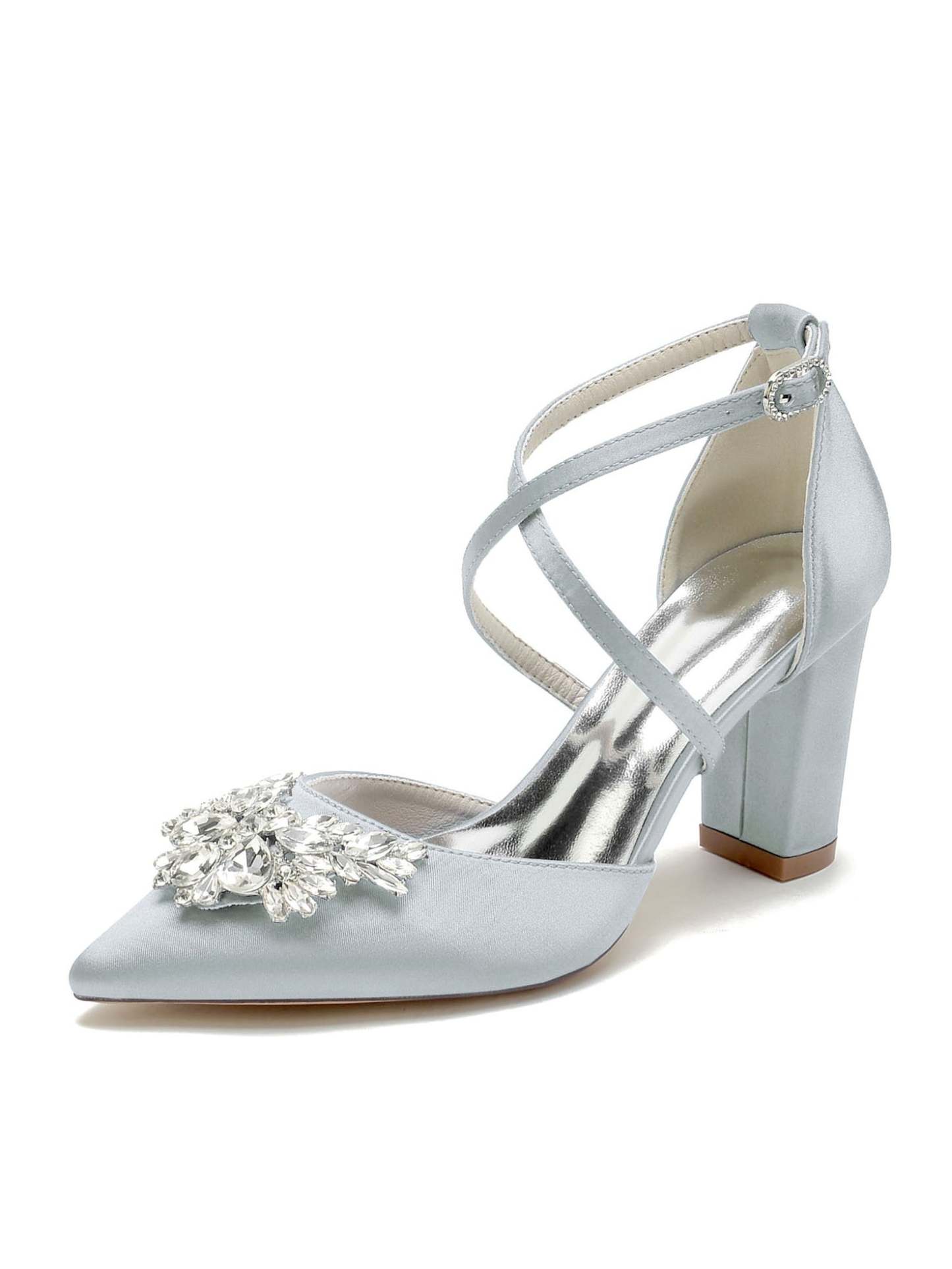 Bridal High Heel Shoes for Women with Rhinestones and Pointed Toe