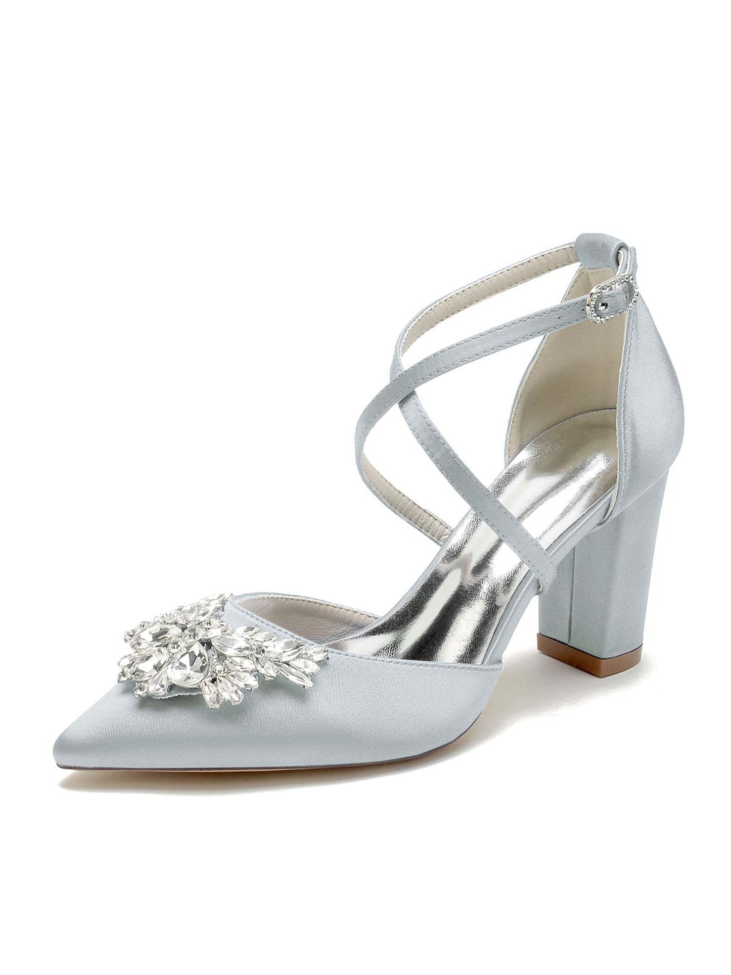 Bridal High Heel Shoes for Women with Rhinestones and Pointed Toe
