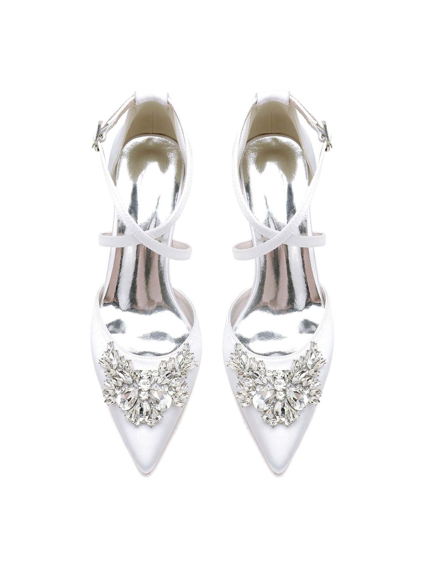 Bridal High Heel Shoes for Women with Rhinestones and Pointed Toe