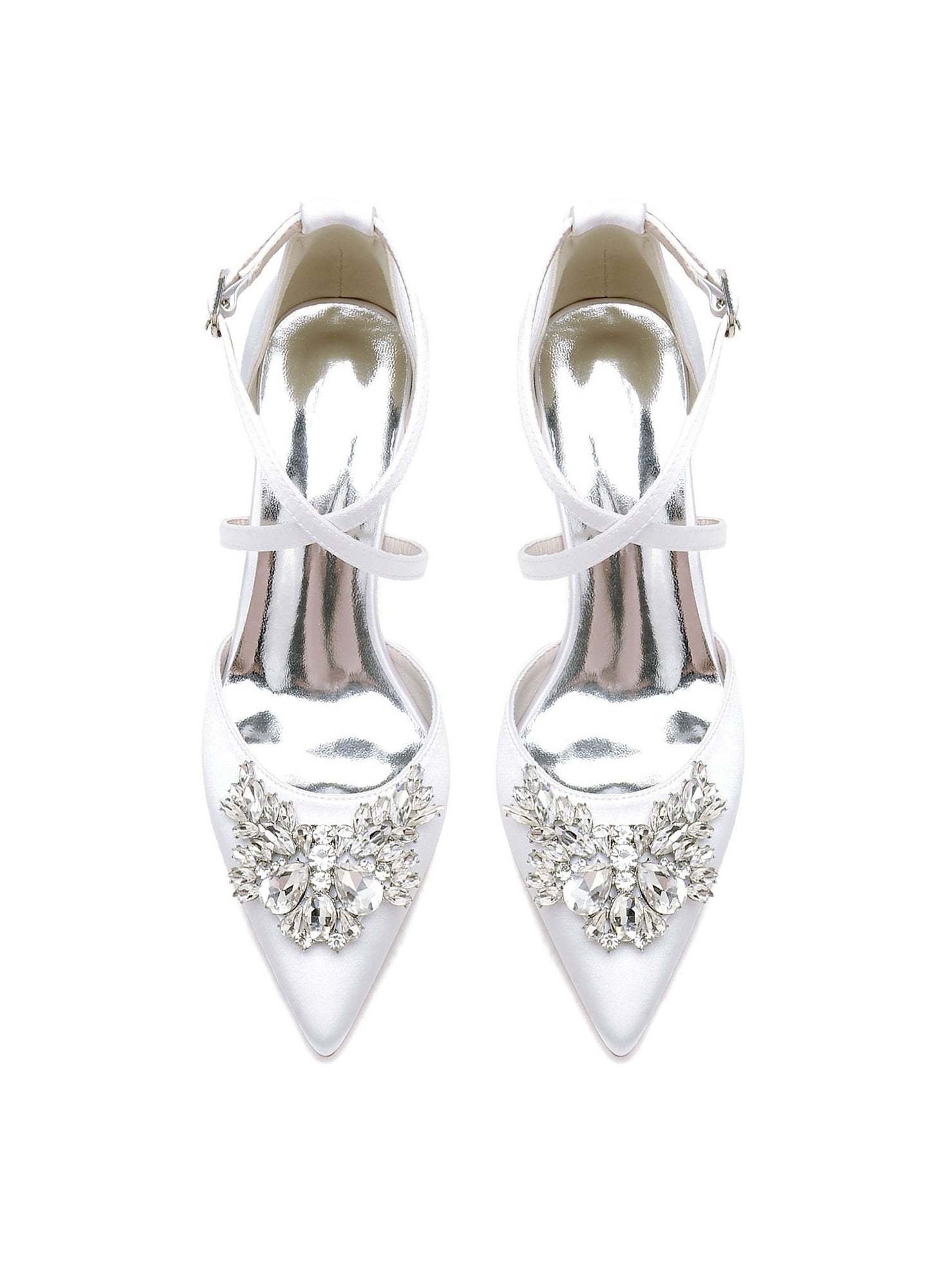Bridal High Heel Shoes for Women with Rhinestones and Pointed Toe