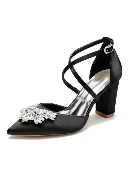 Bridal High Heel Shoes for Women with Rhinestones and Pointed Toe