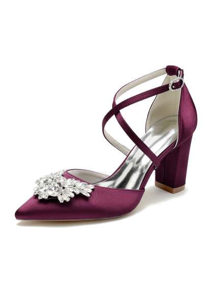 Bridal High Heel Shoes for Women with Rhinestones and Pointed Toe