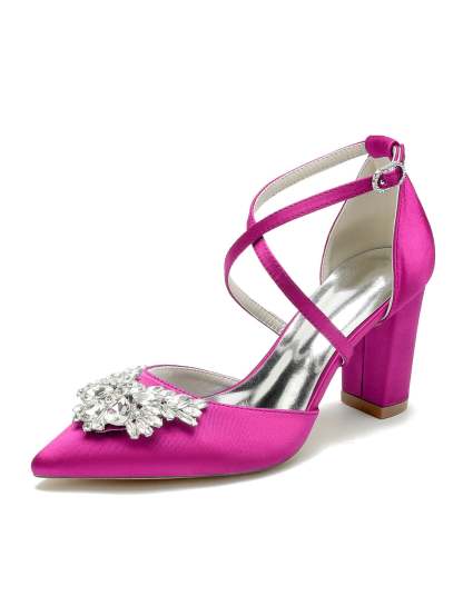 Bridal High Heel Shoes for Women with Rhinestones and Pointed Toe