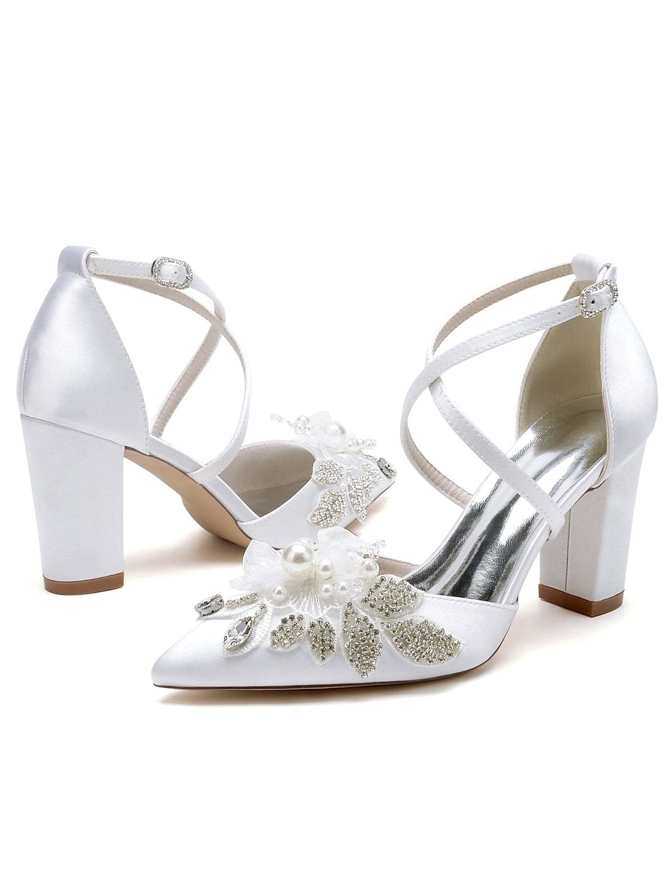 Pointed Toe Stiletto Heel Bridal Shoes with Lace