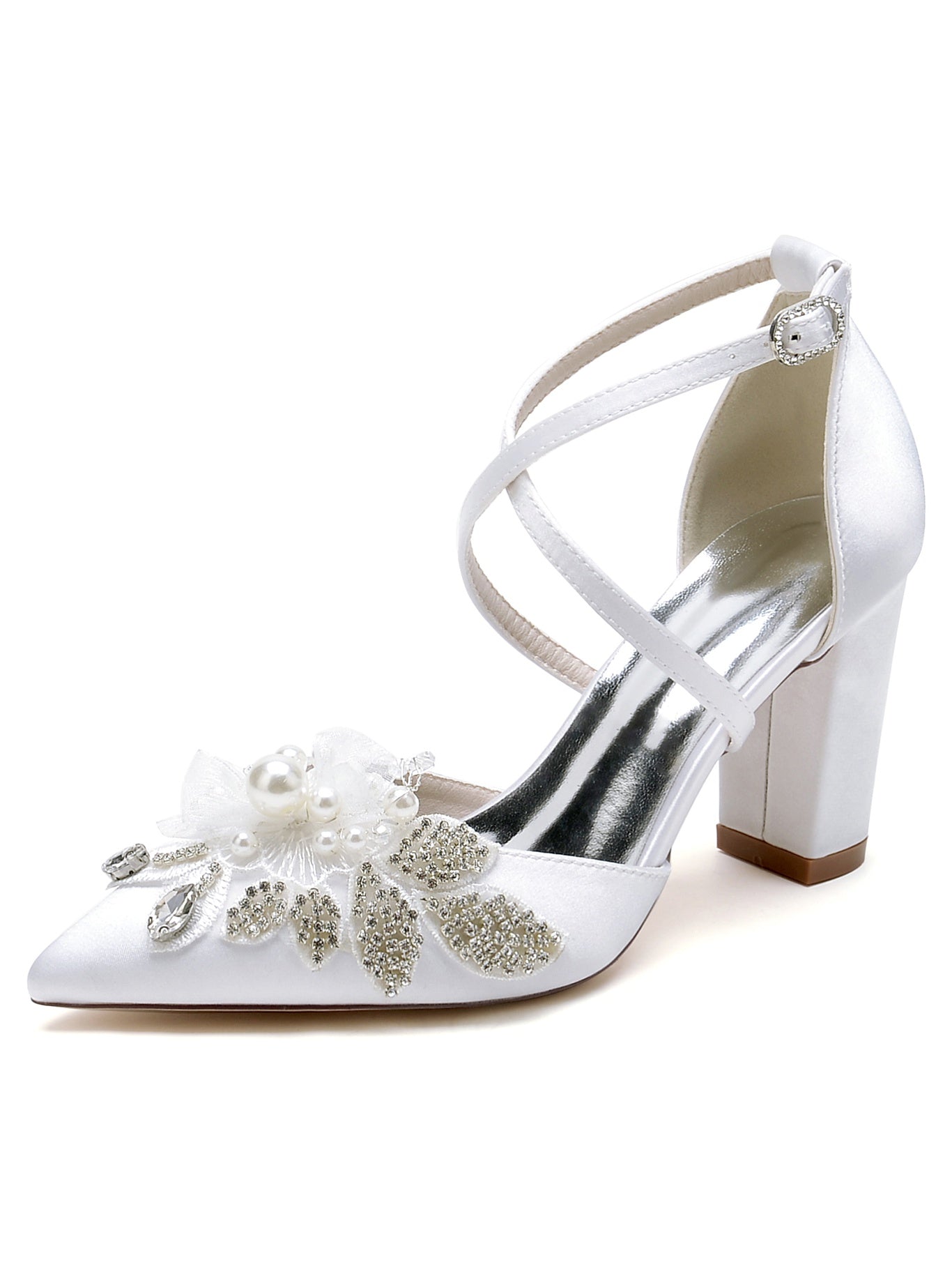 Pointed Toe Stiletto Heel Bridal Shoes with Lace