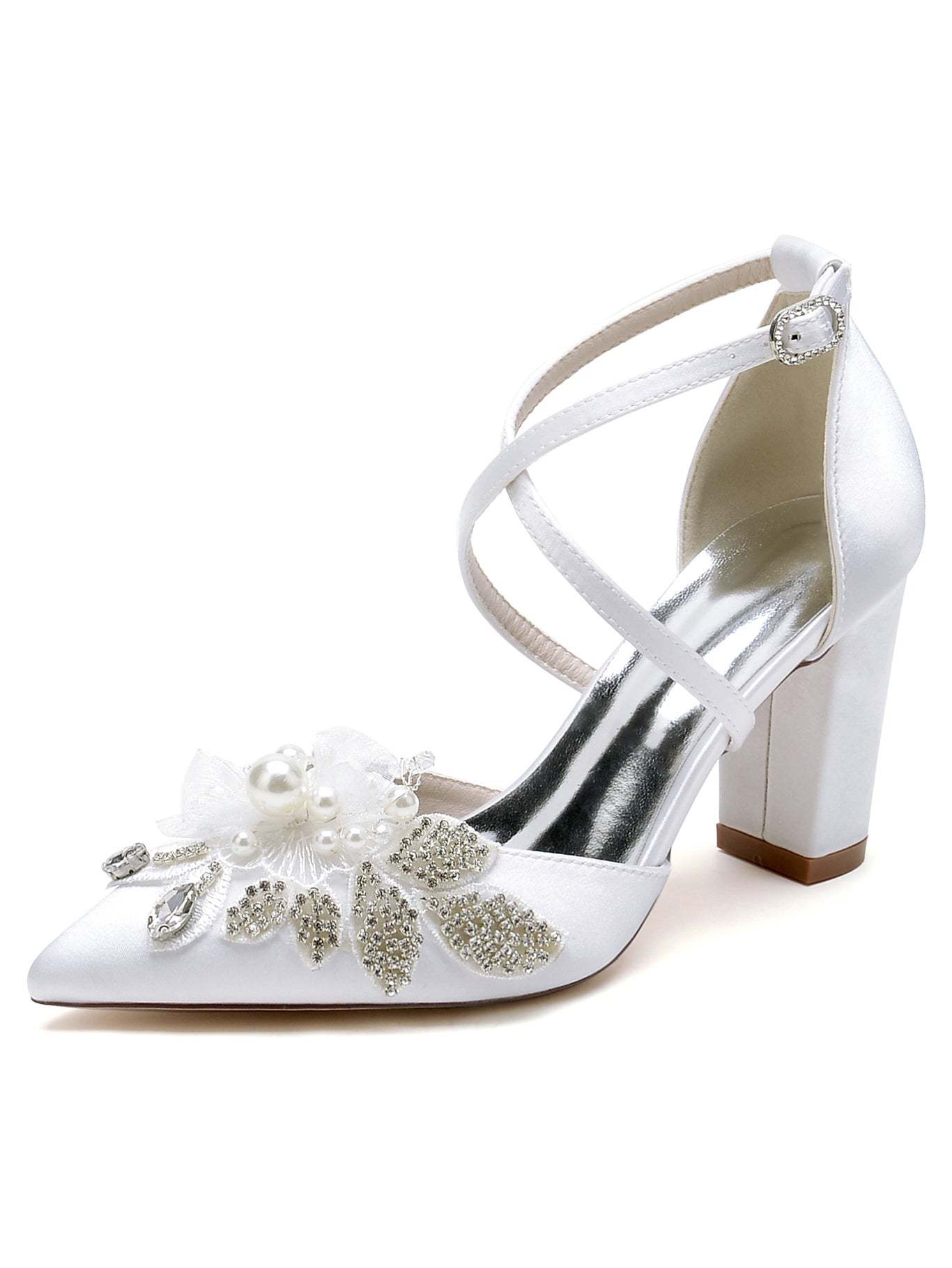 Pointed Toe Stiletto Heel Bridal Shoes with Lace