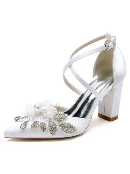 Pointed Toe Stiletto Heel Bridal Shoes with Lace