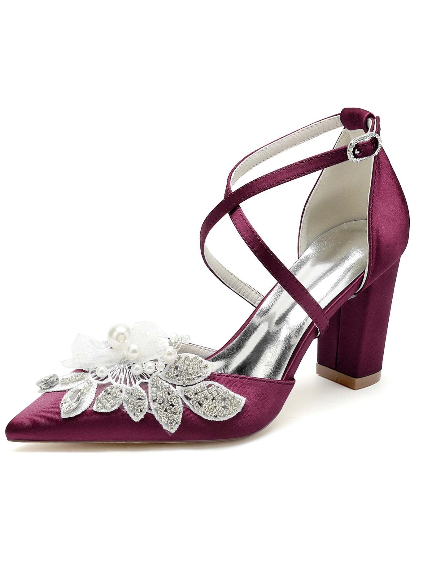 Pointed Toe Stiletto Heel Bridal Shoes with Lace