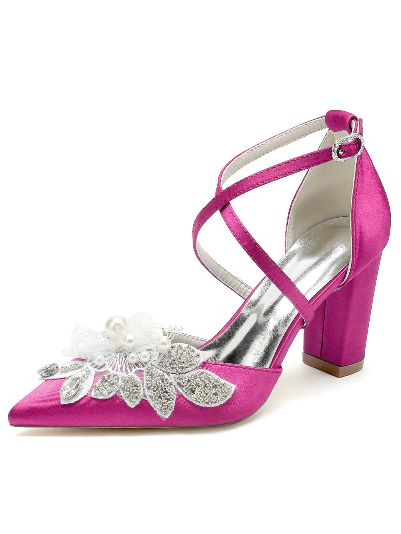 Pointed Toe Stiletto Heel Bridal Shoes with Lace