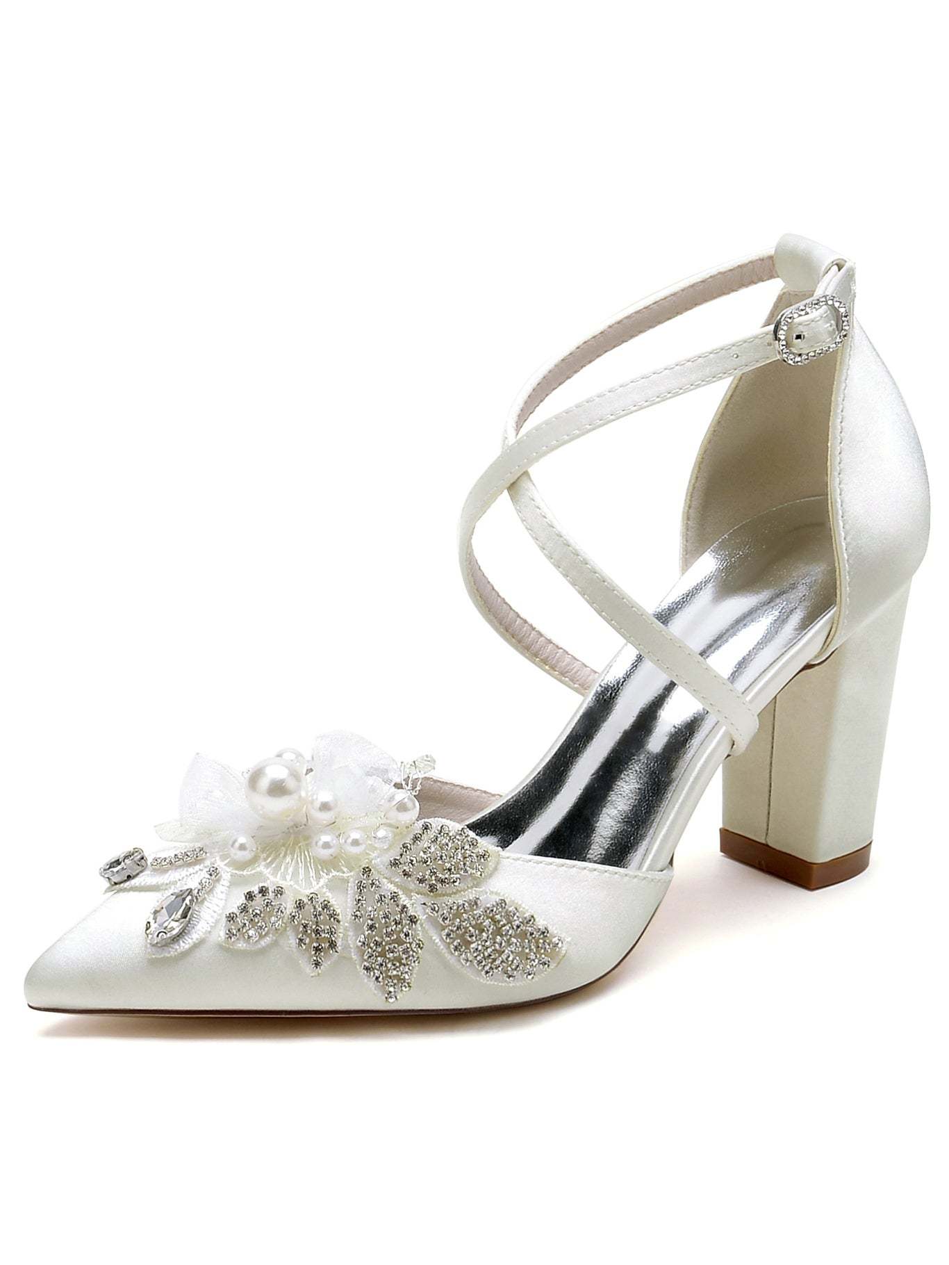 Pointed Toe Stiletto Heel Bridal Shoes with Lace