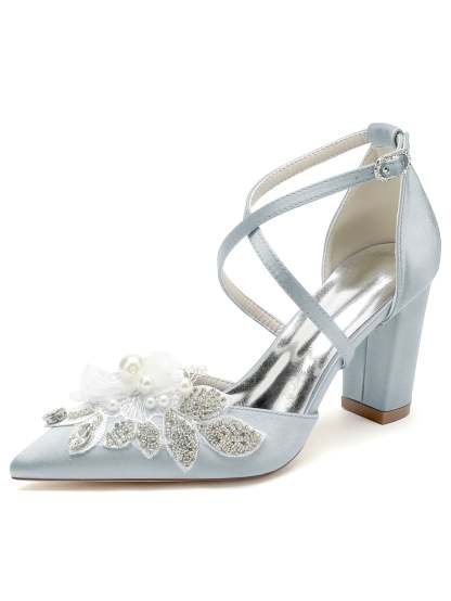 Pointed Toe Stiletto Heel Bridal Shoes with Lace