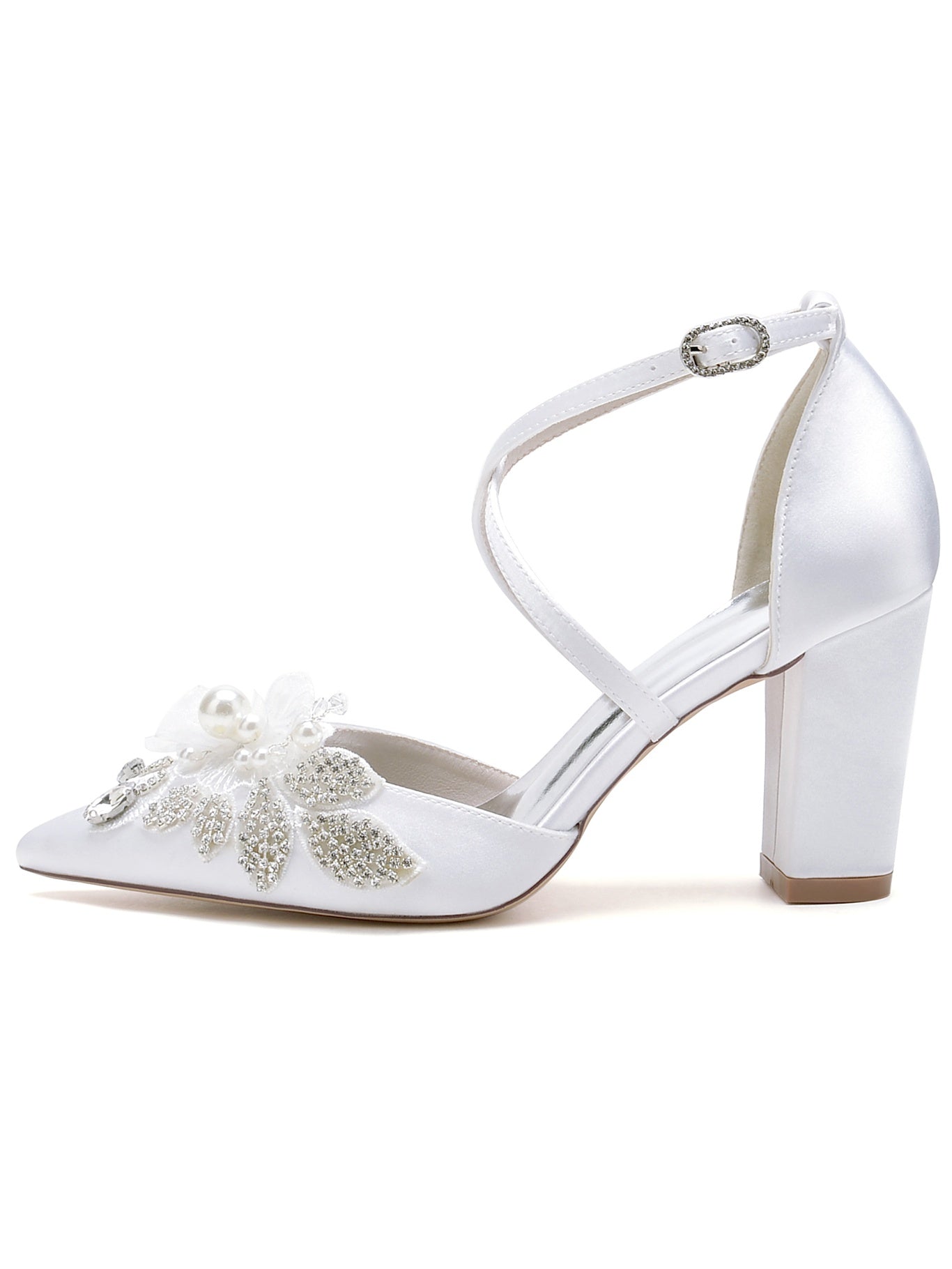 Pointed Toe Stiletto Heel Bridal Shoes with Lace