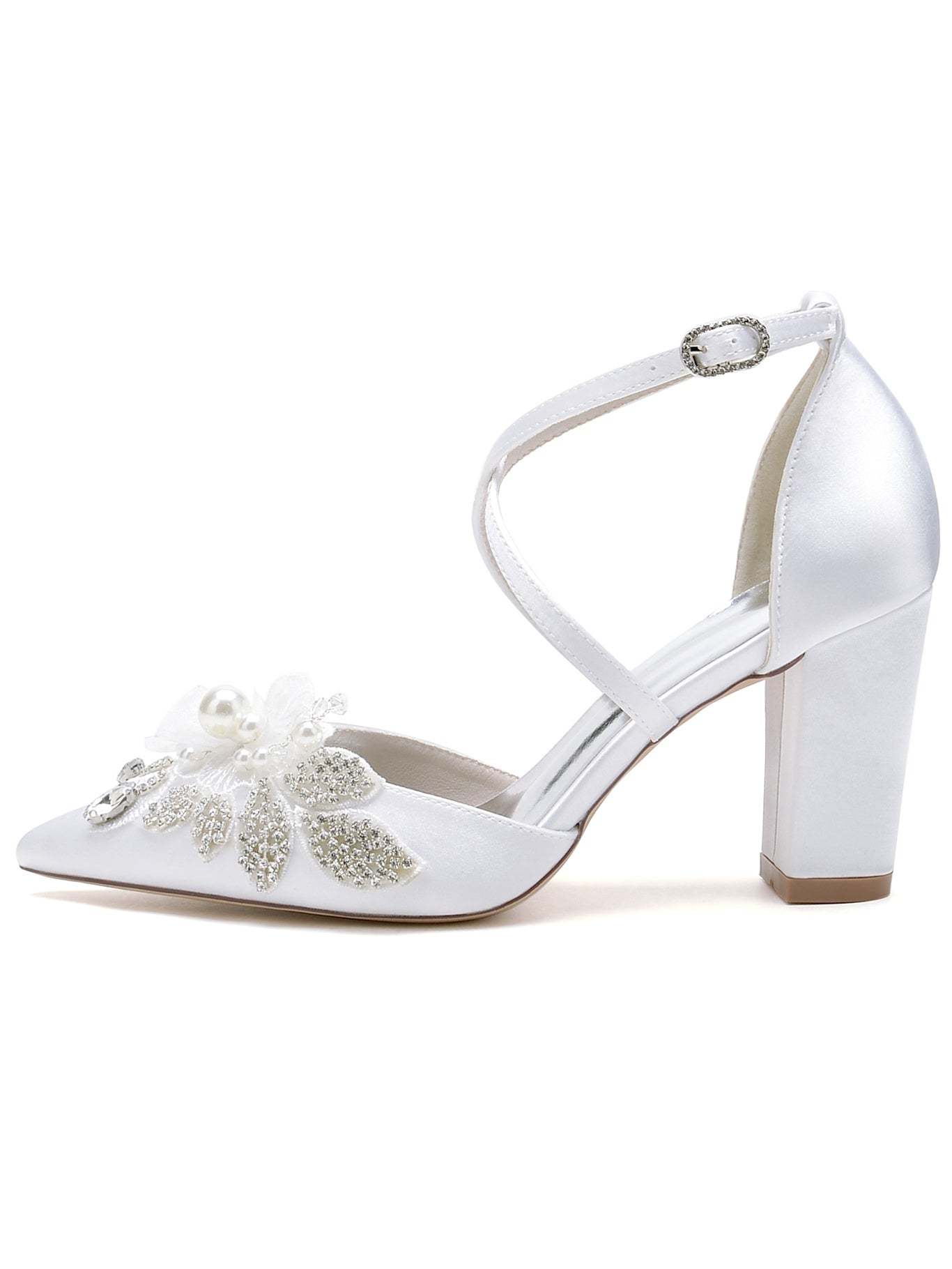 Pointed Toe Stiletto Heel Bridal Shoes with Lace
