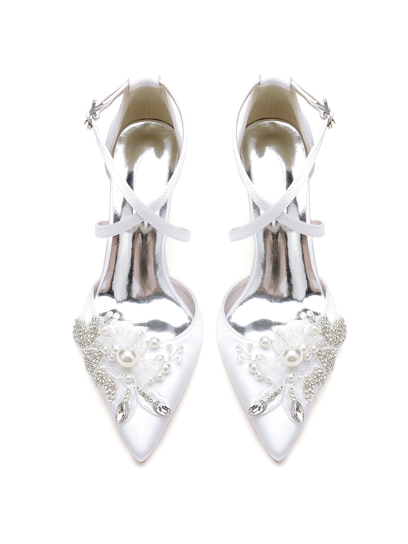 Pointed Toe Stiletto Heel Bridal Shoes with Lace