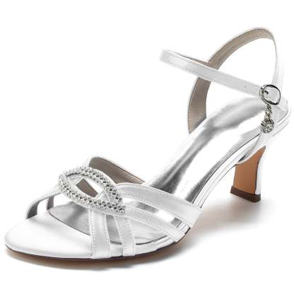 Bridal Shoes for Women with Sparkling Crystal Ankle Straps and Peep Toe