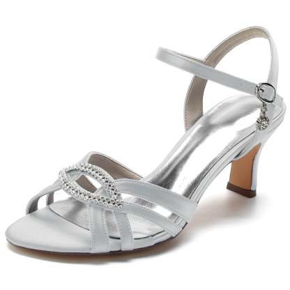 Bridal Shoes for Women with Sparkling Crystal Ankle Straps and Peep Toe
