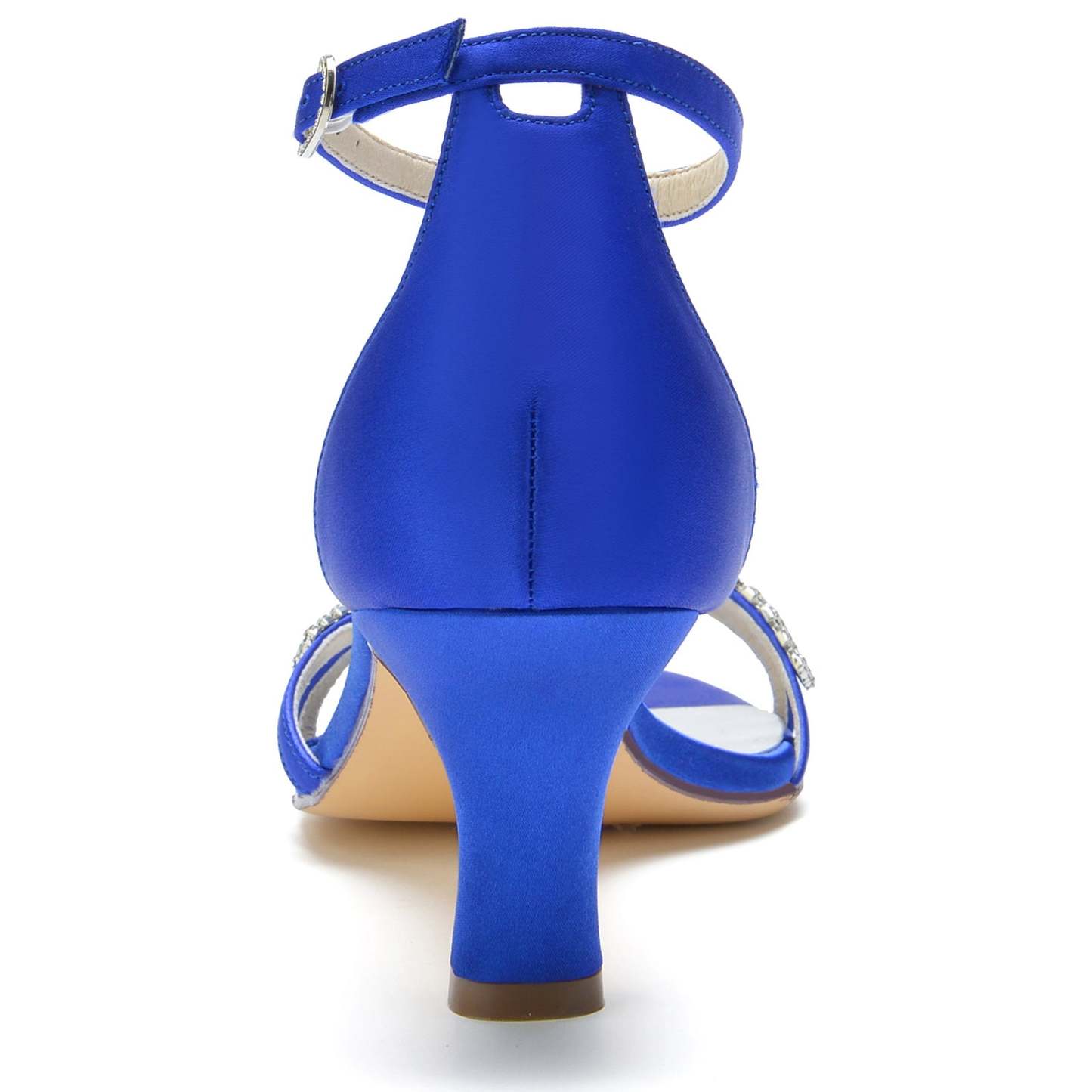 Bridal Shoes for Women with Rhinestone Buckle and Silk Satin Peep Toe
