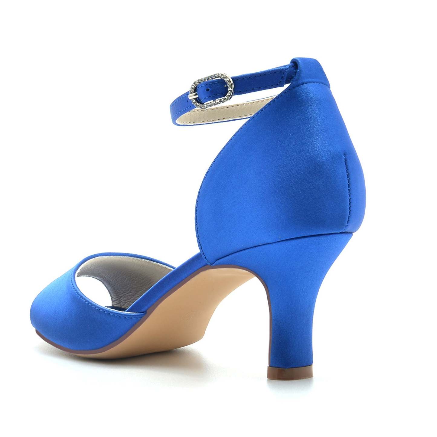 Bridal Ankle Strap Peep Toe Wedding Shoes with Rhinestones for Women