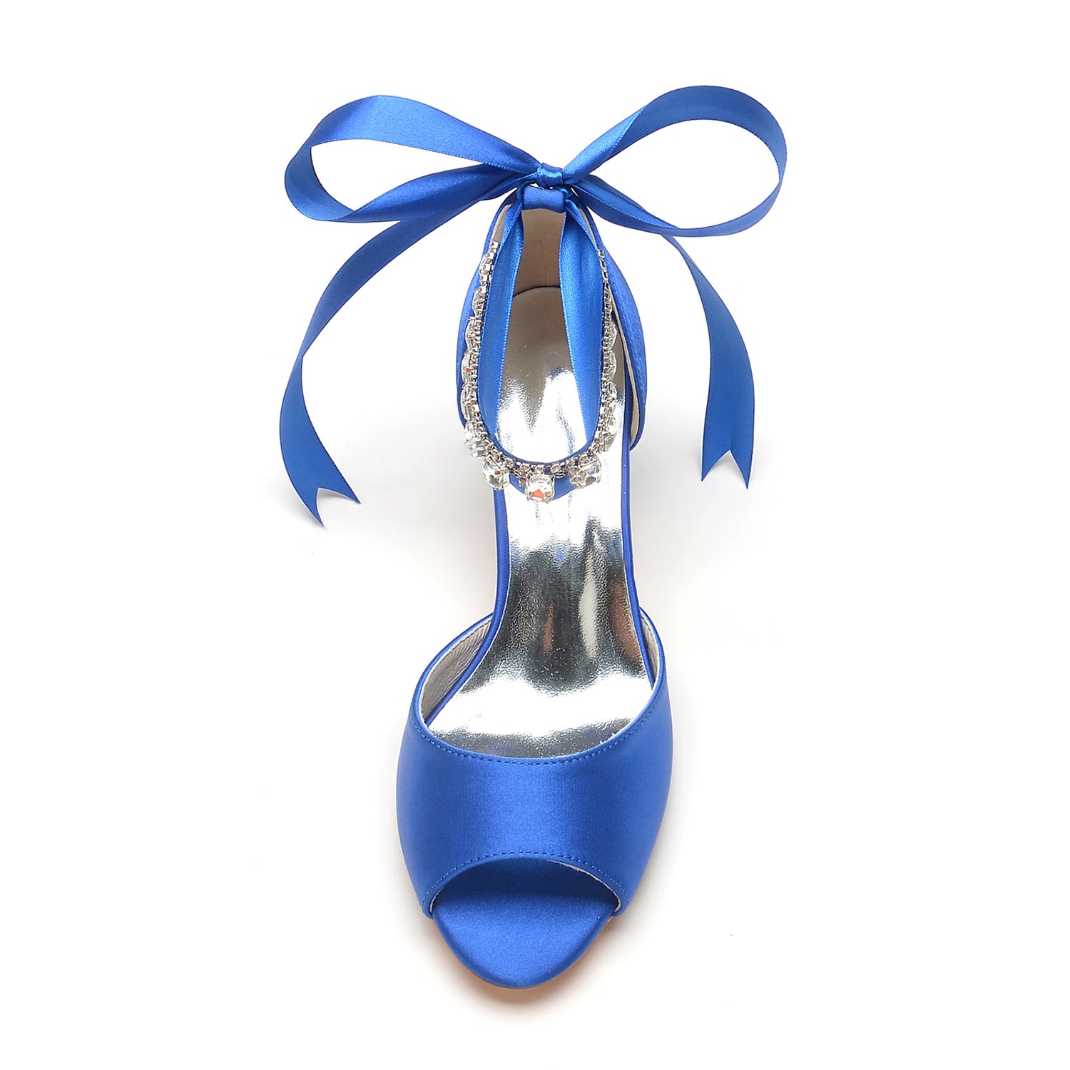 Bridal Shoes for Women with Peep Toe and Rhinestone Bow Buckle