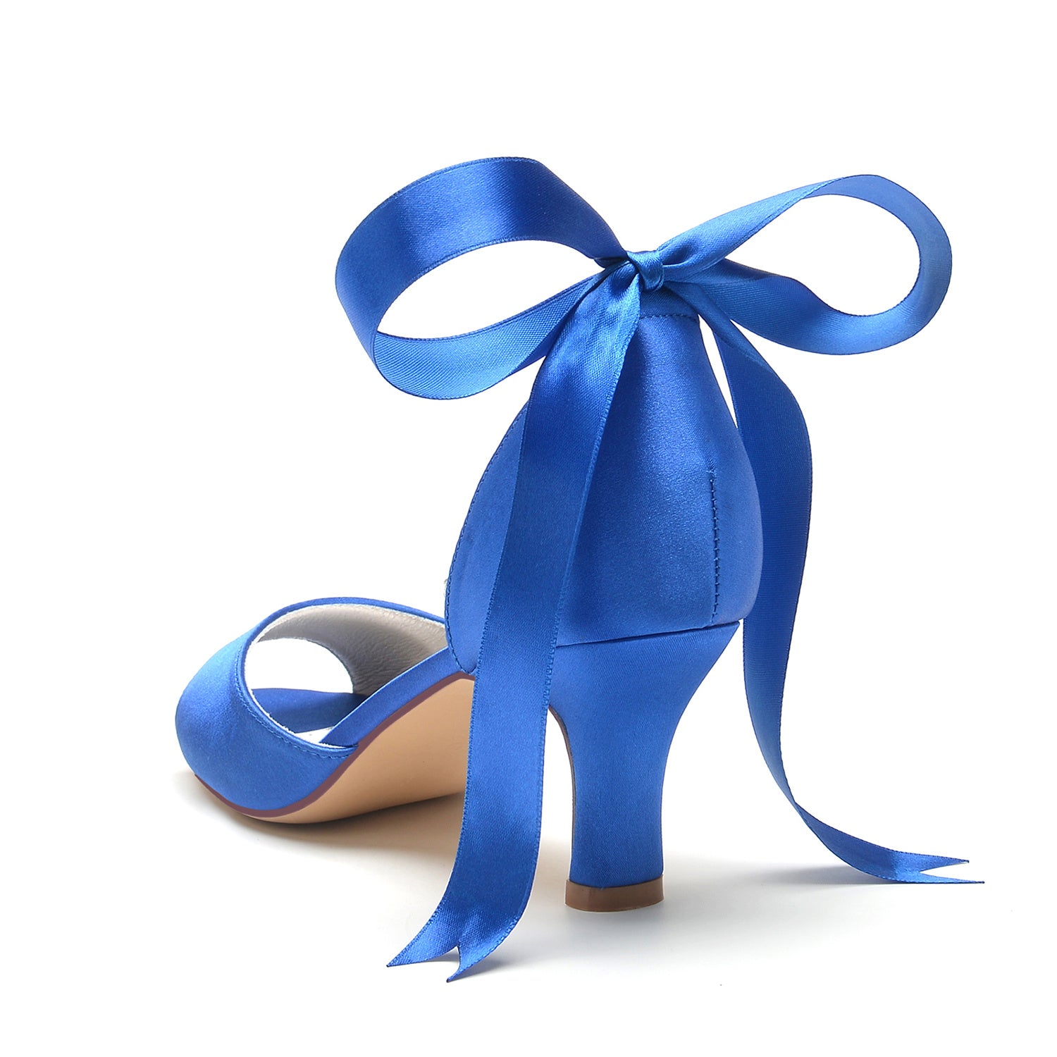 Bridal Shoes for Women with Peep Toe and Rhinestone Bow Buckle