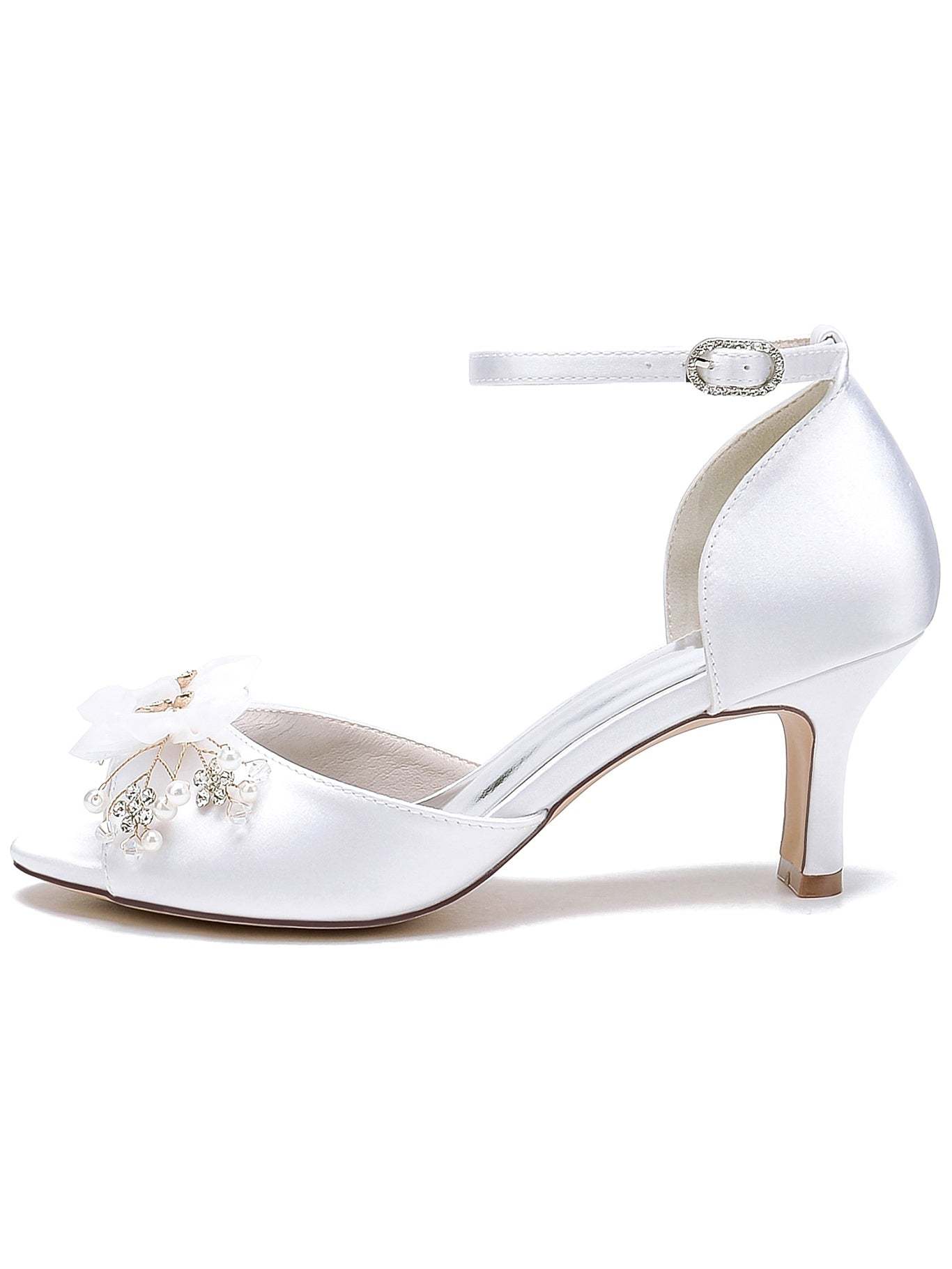 Bridal High Heel Open Toe Shoes with Floral Design for Women