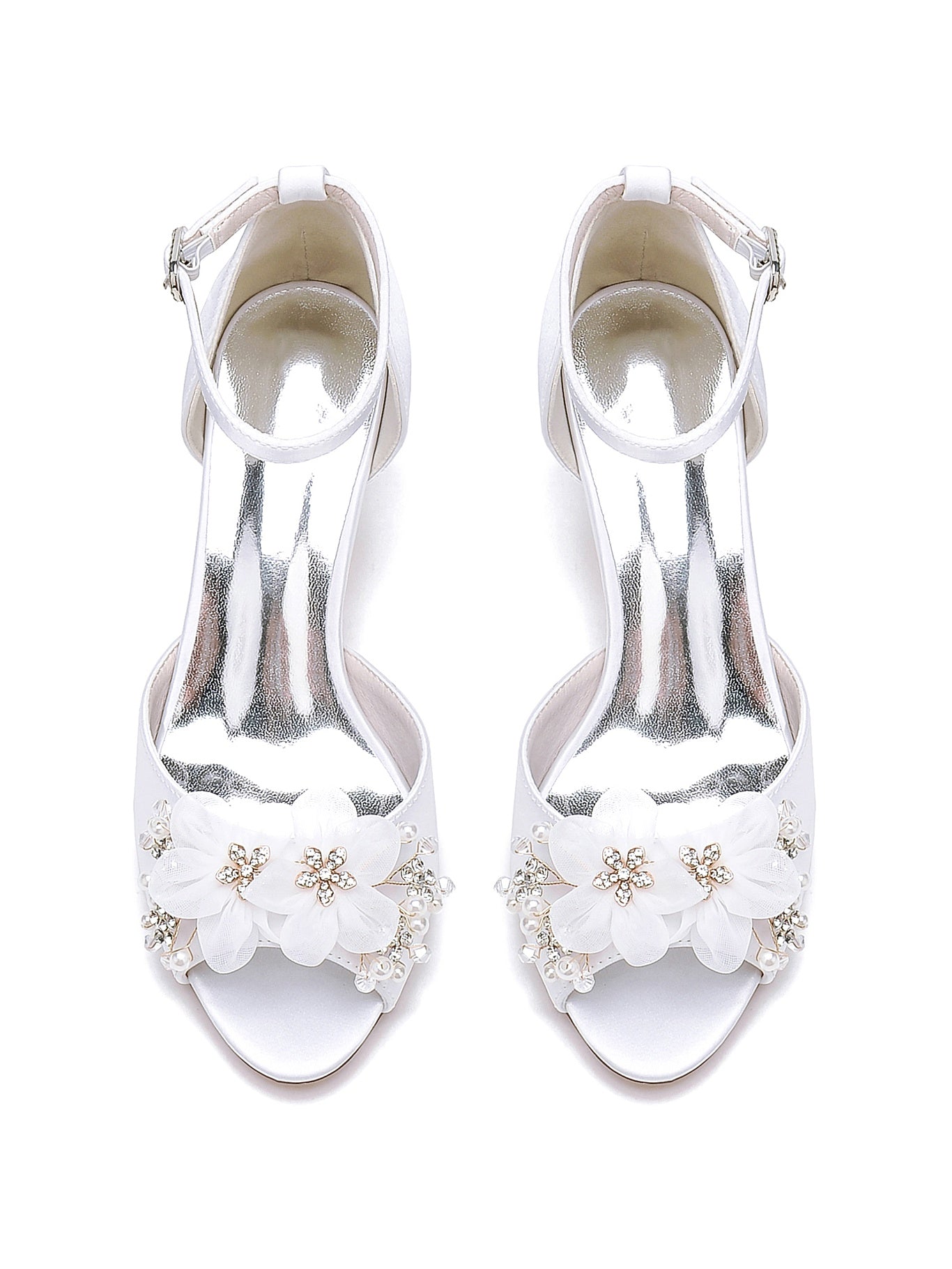 Bridal High Heel Open Toe Shoes with Floral Design for Women