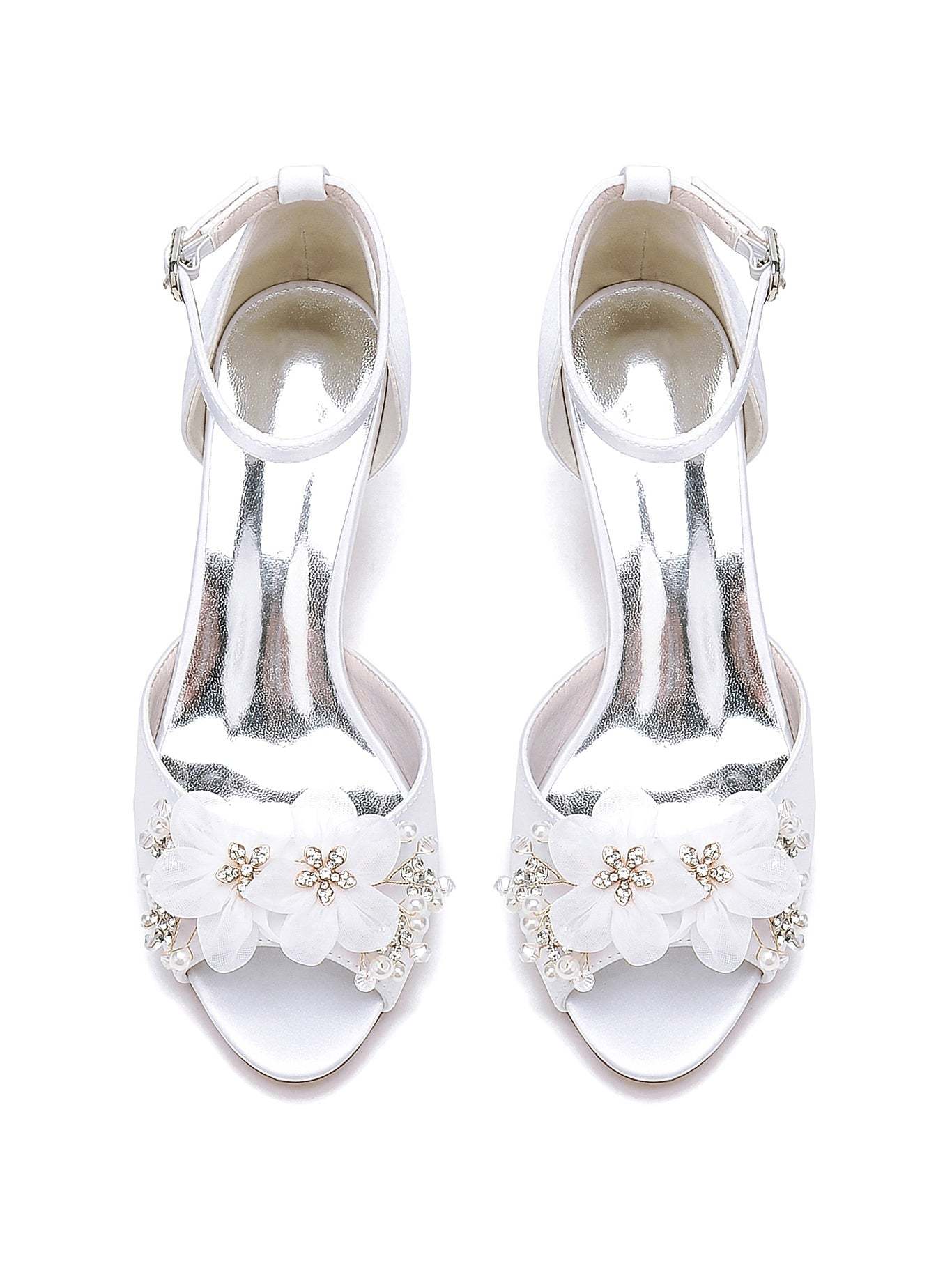 Bridal High Heel Open Toe Shoes with Floral Design for Women