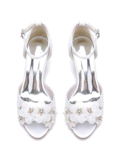 Bridal High Heel Open Toe Shoes with Floral Design for Women