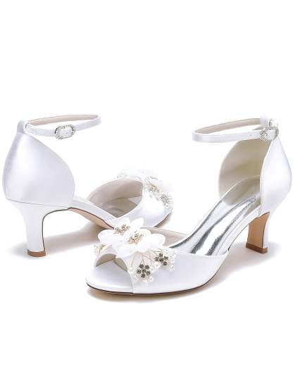 Bridal High Heel Open Toe Shoes with Floral Design for Women