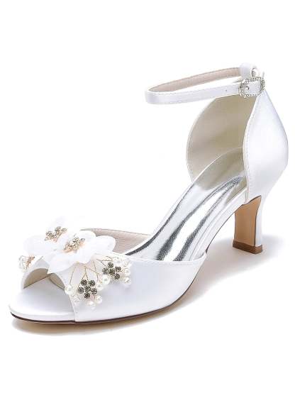 Bridal High Heel Open Toe Shoes with Floral Design for Women