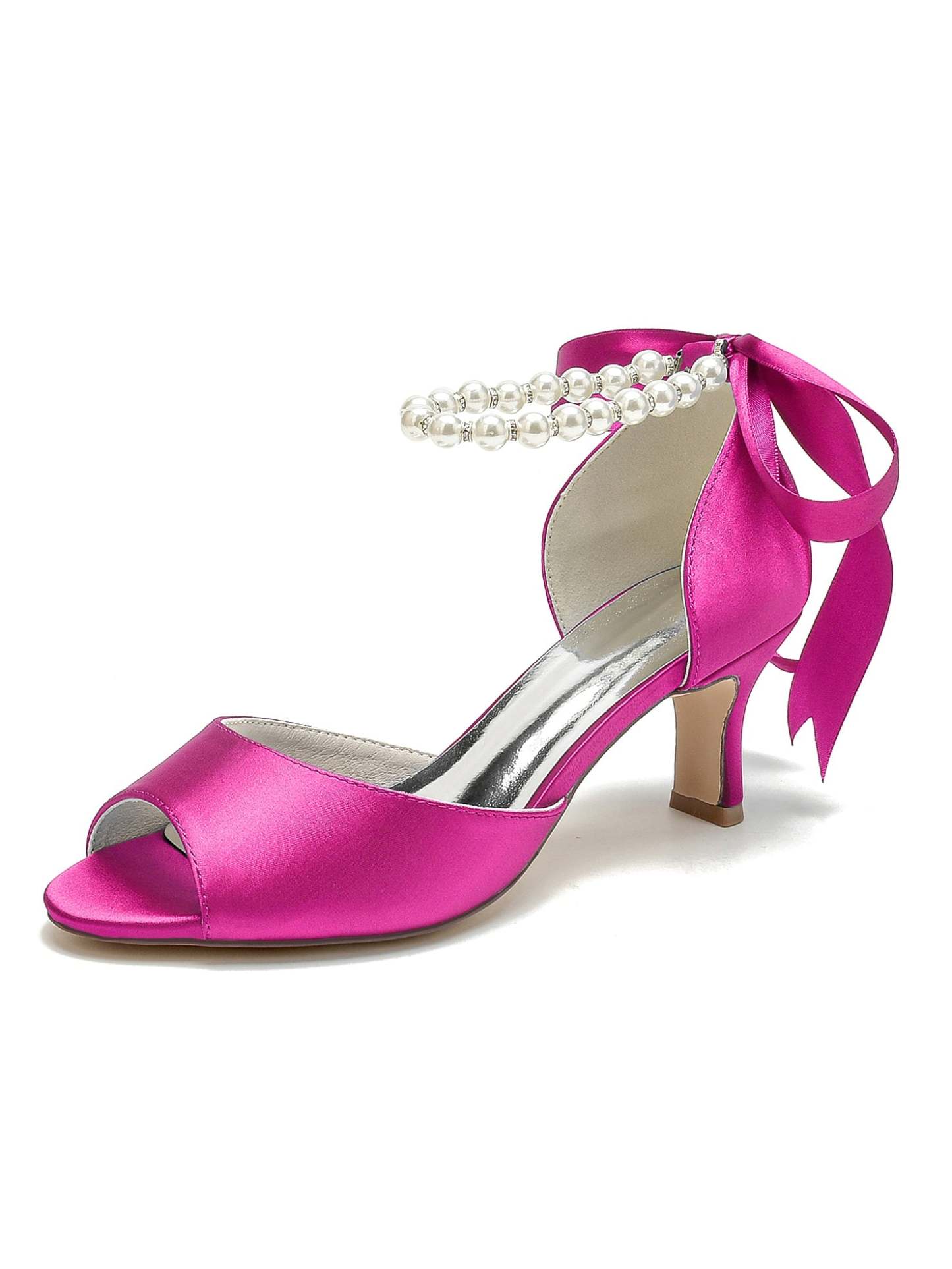 Bridal Shoes for Women with Beadings Mid Heel and Open Toe