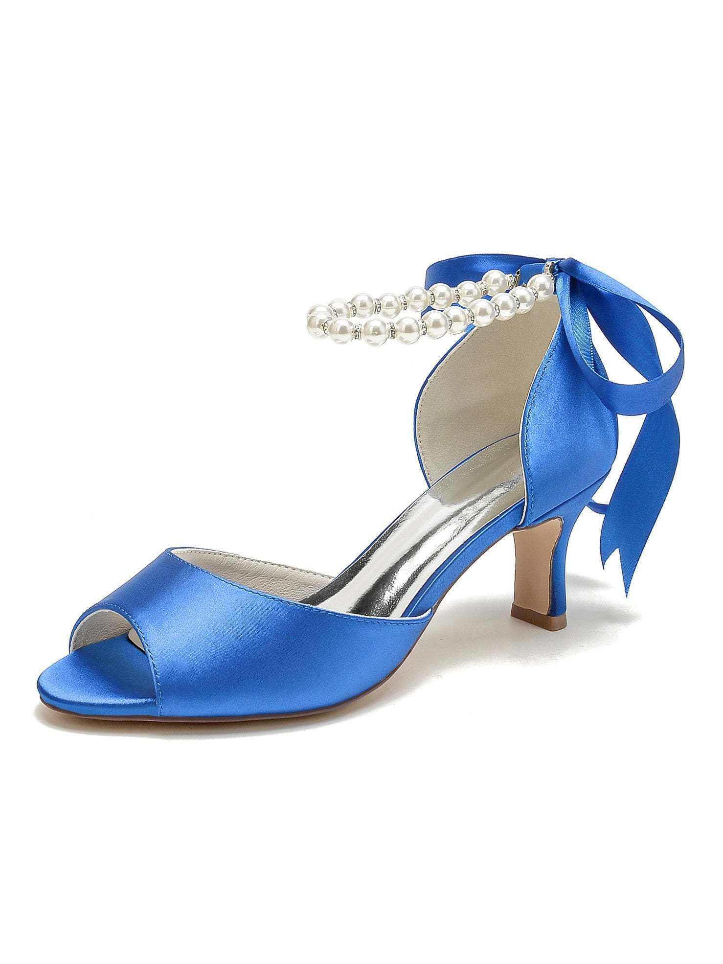 Bridal Shoes for Women with Beadings Mid Heel and Open Toe