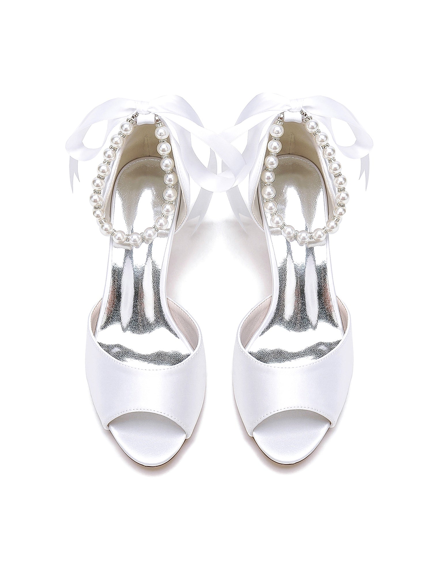 Bridal Shoes for Women with Beadings Mid Heel and Open Toe