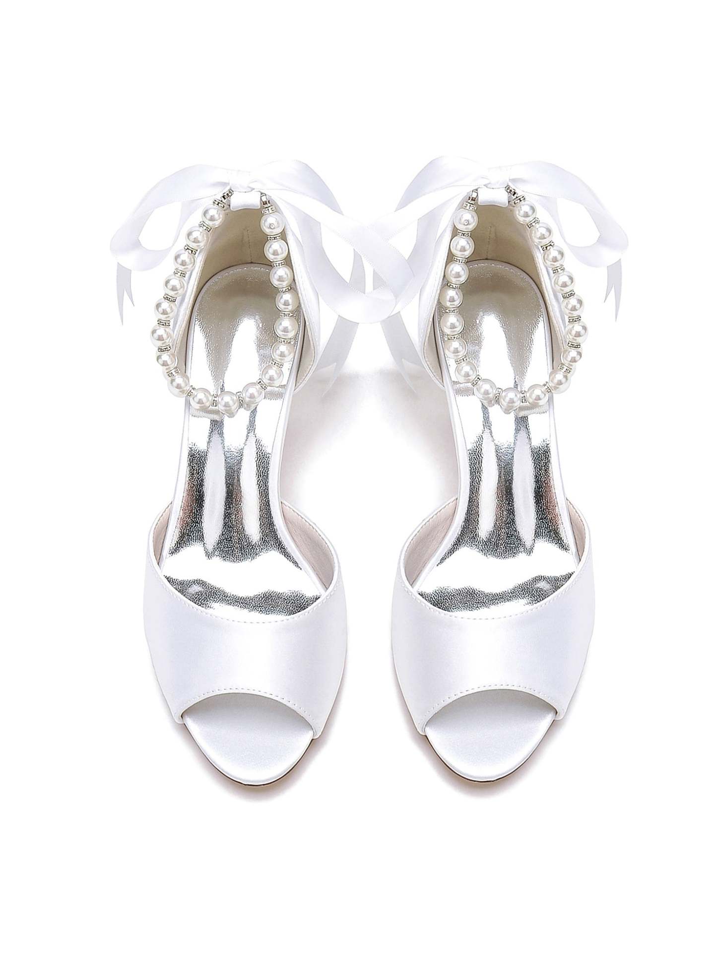 Bridal Shoes for Women with Beadings Mid Heel and Open Toe