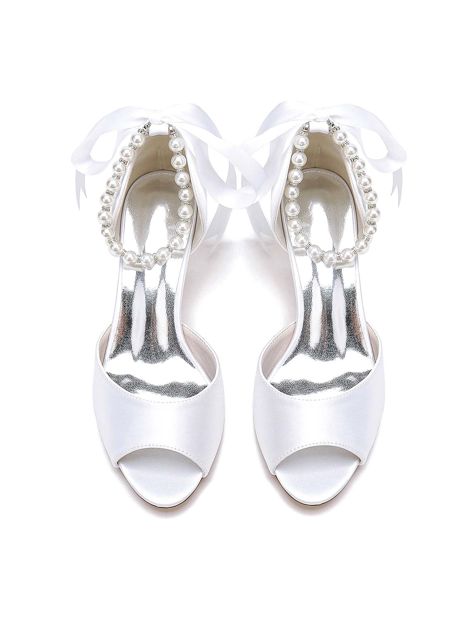 Bridal Shoes for Women with Beadings Mid Heel and Open Toe