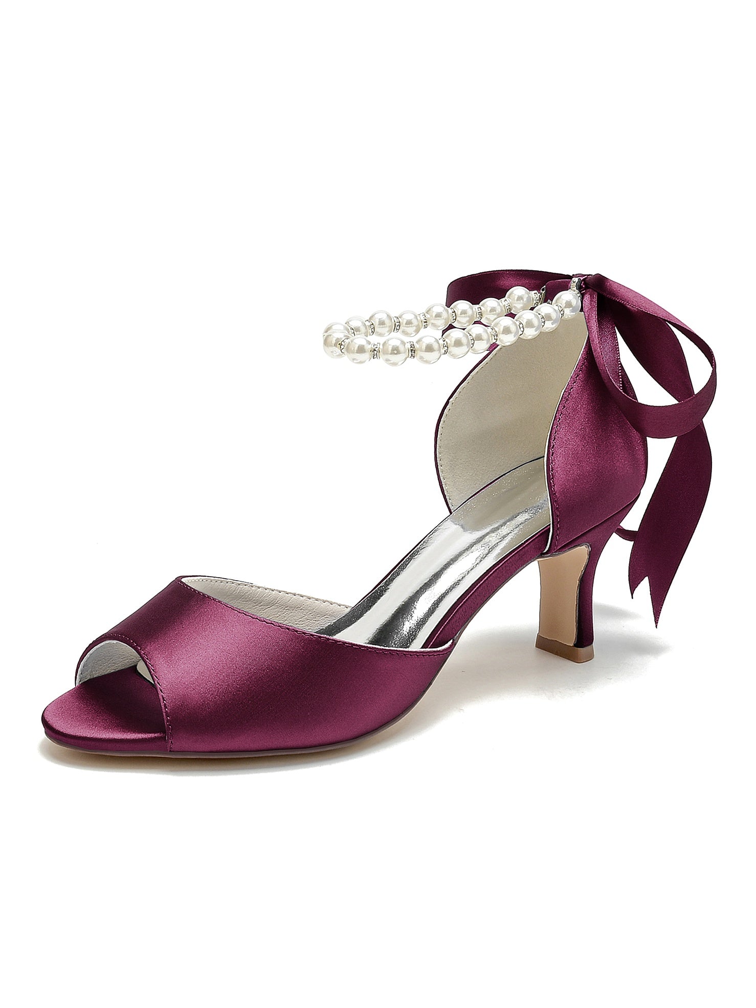 Bridal Shoes for Women with Beadings Mid Heel and Open Toe