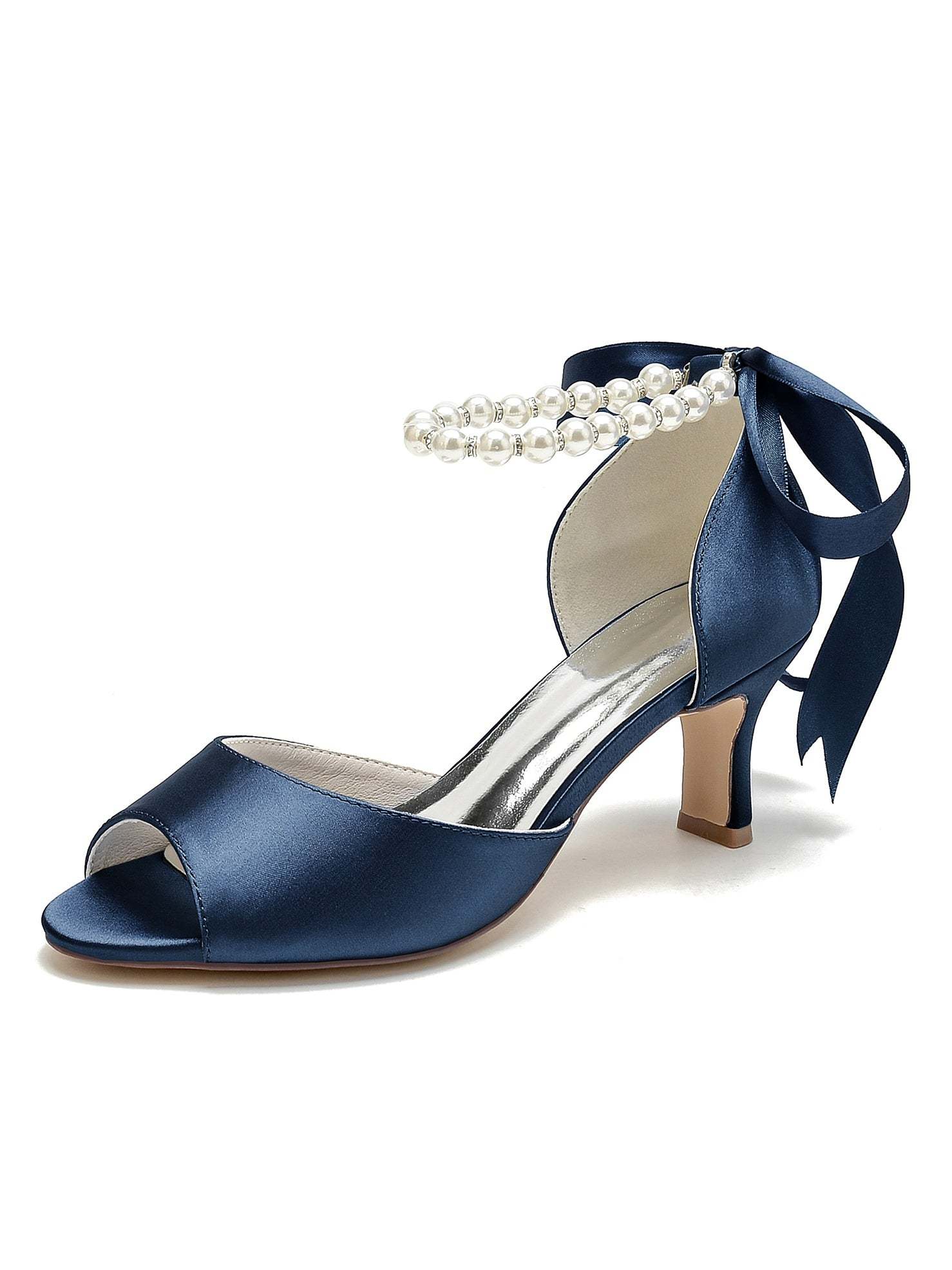 Bridal Shoes for Women with Beadings Mid Heel and Open Toe